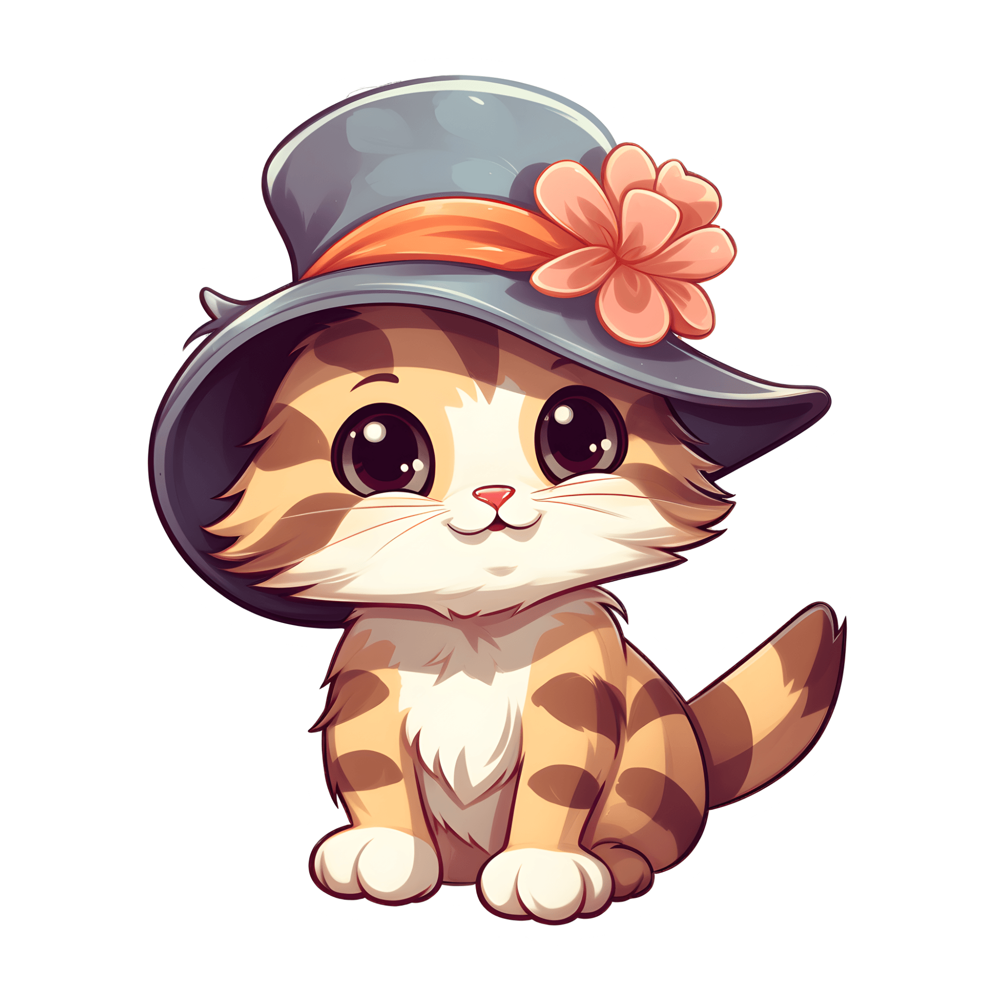 Fancy Kitten in Floral Sun Hat Sticker