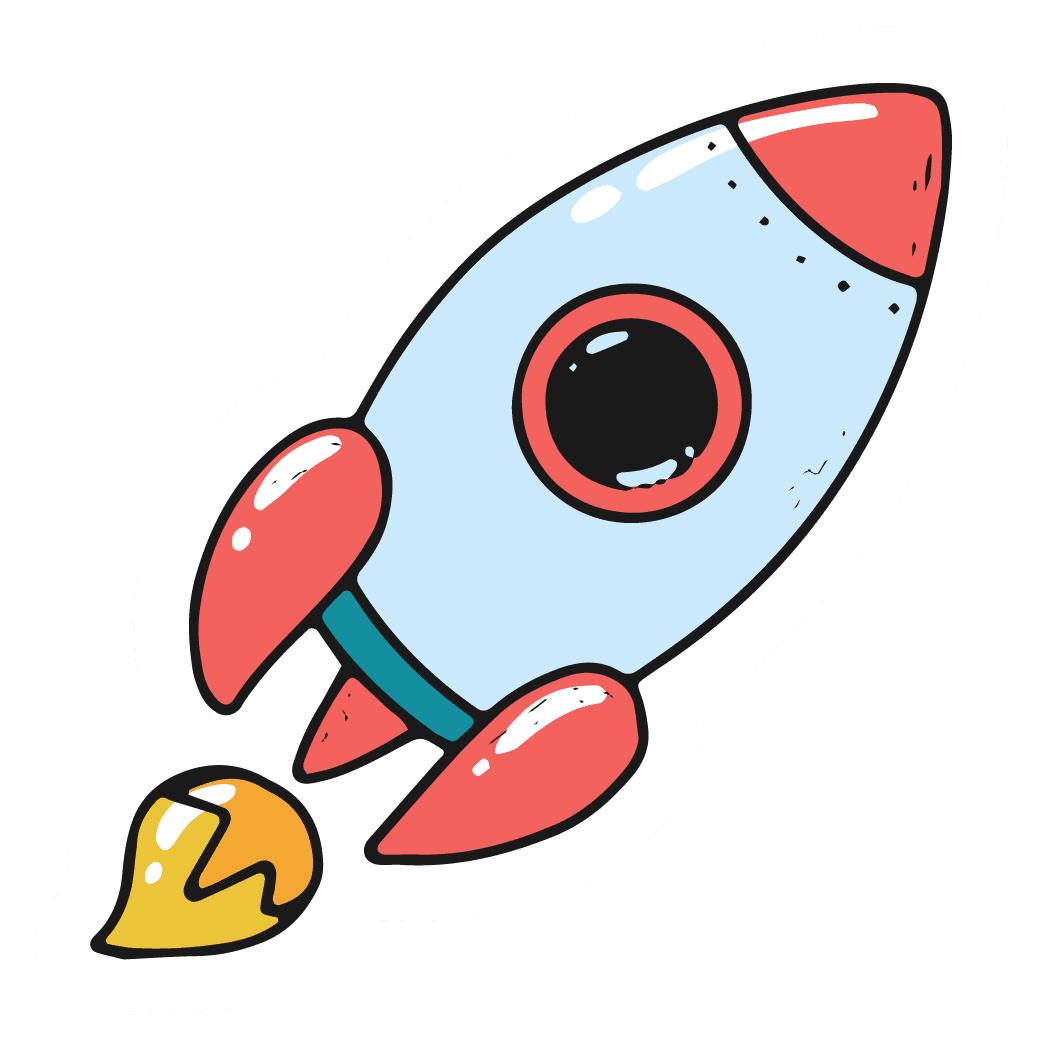 Retro Rocket Ship Blast-Off Sticker