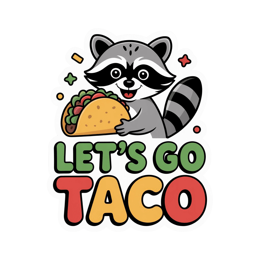 Let's Go Taco Raccoon Sticker