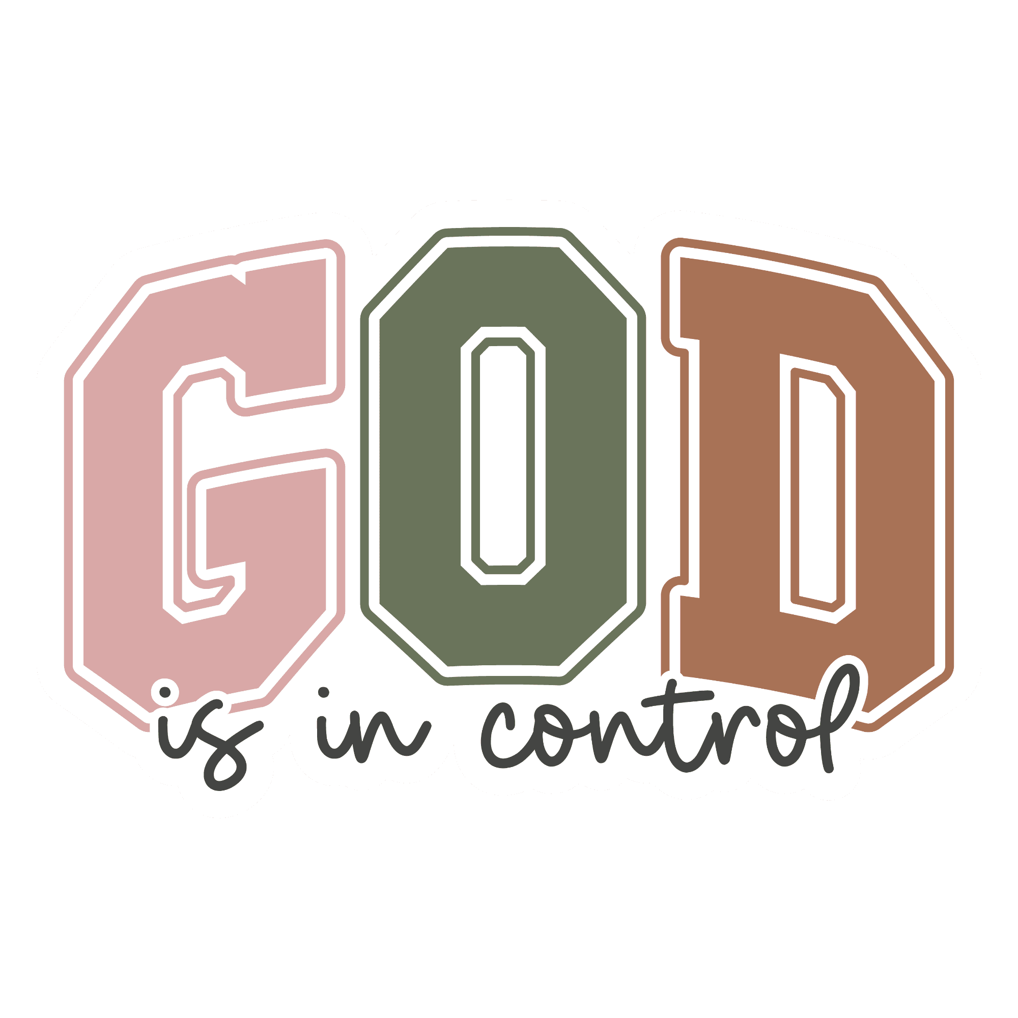 God Is In Control Varsity Letter Sticker