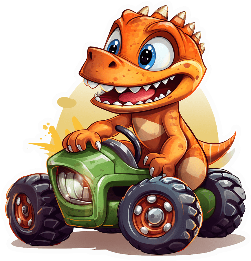 Dino on a Tractor Sticker