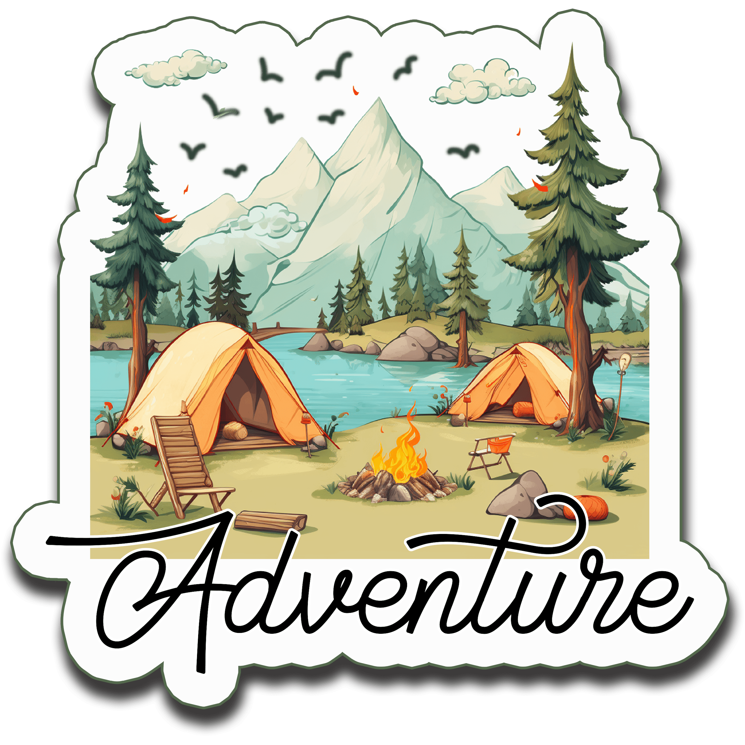 Lakeside Campfire Adventure Sticker