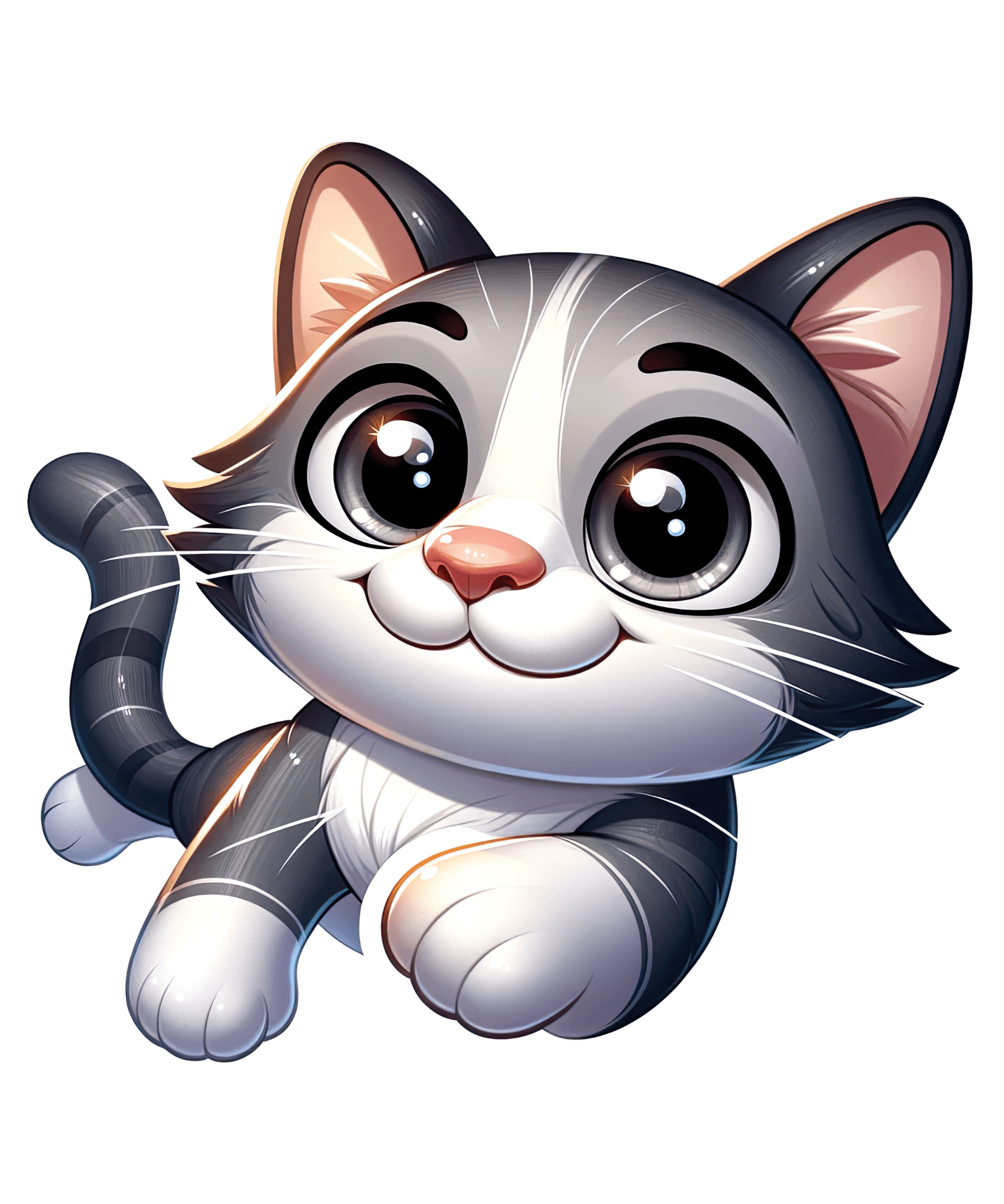 Big-Eyed Gray Tabby Kitten Sticker