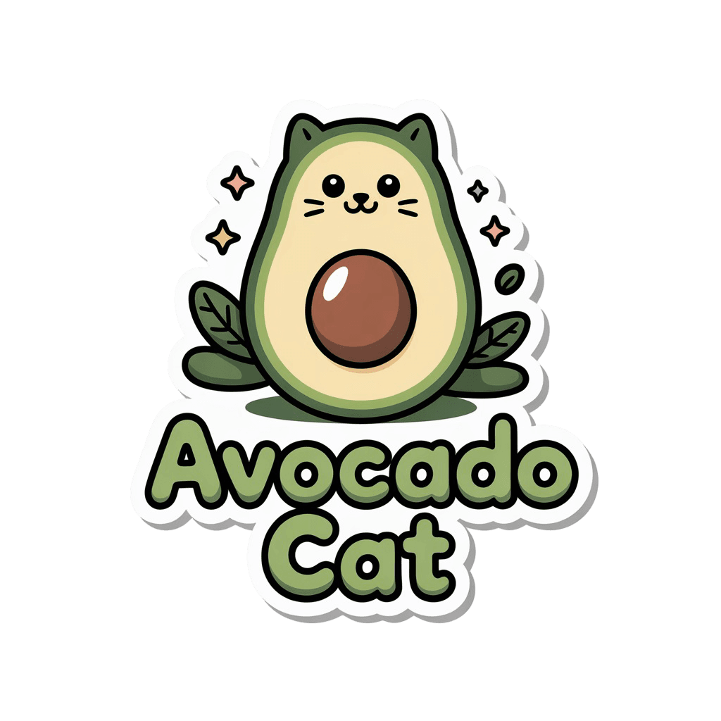 Avocado Cat Sticker - Kawaii Fruit Kitty