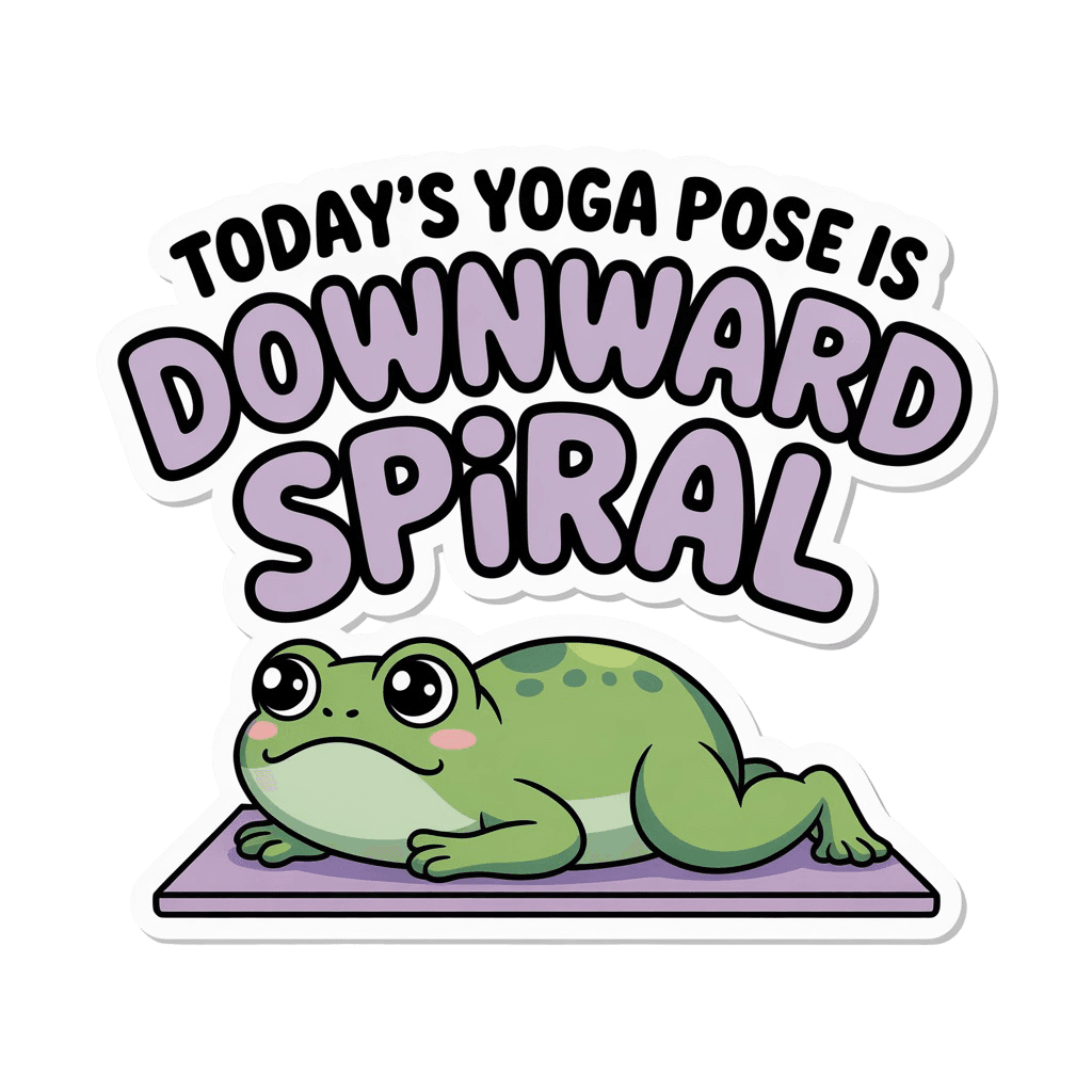 Downward Spiral Yoga Frog Sticker