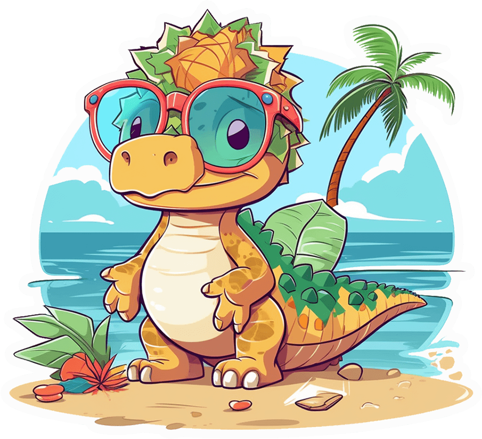 Beach Dino in Sunglasses Vinyl Sticker