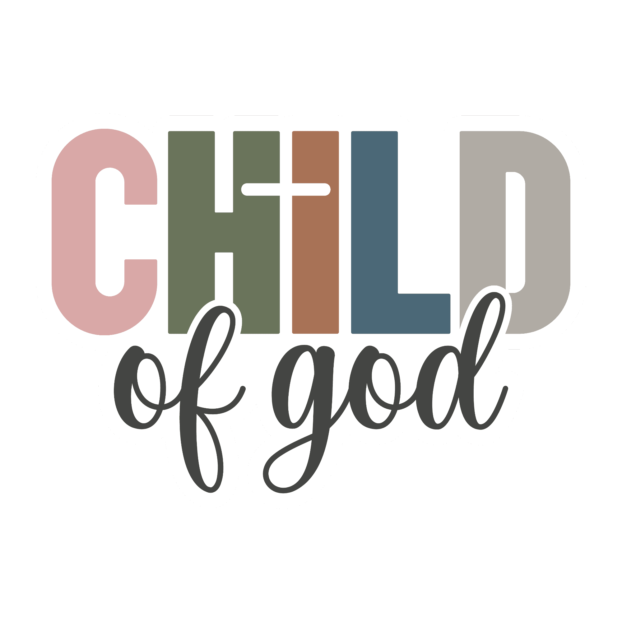 Child of God Muted Rainbow Block Letter Sticker