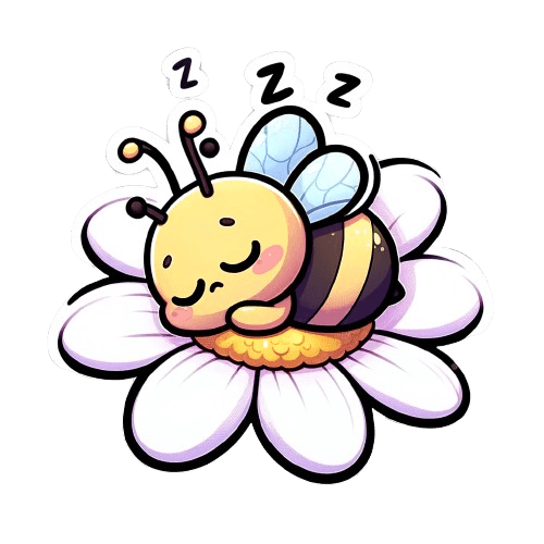 Sleepy Bee Napping on Daisy Sticker