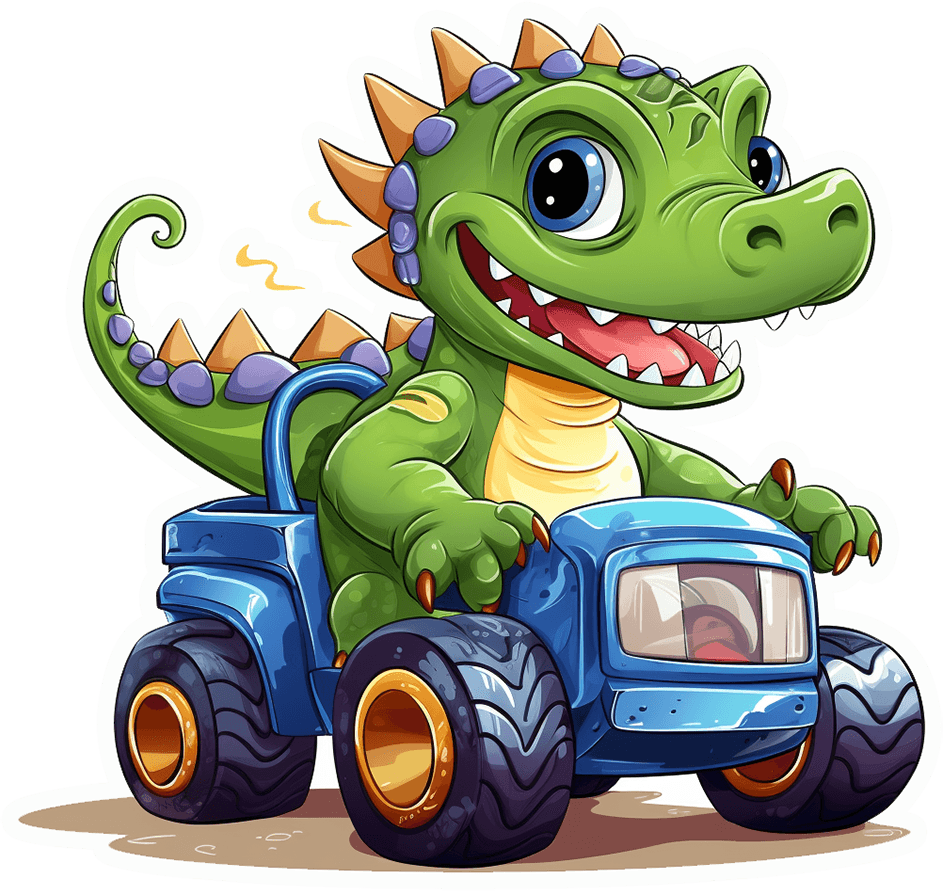 Dino Tractor Driver Sticker