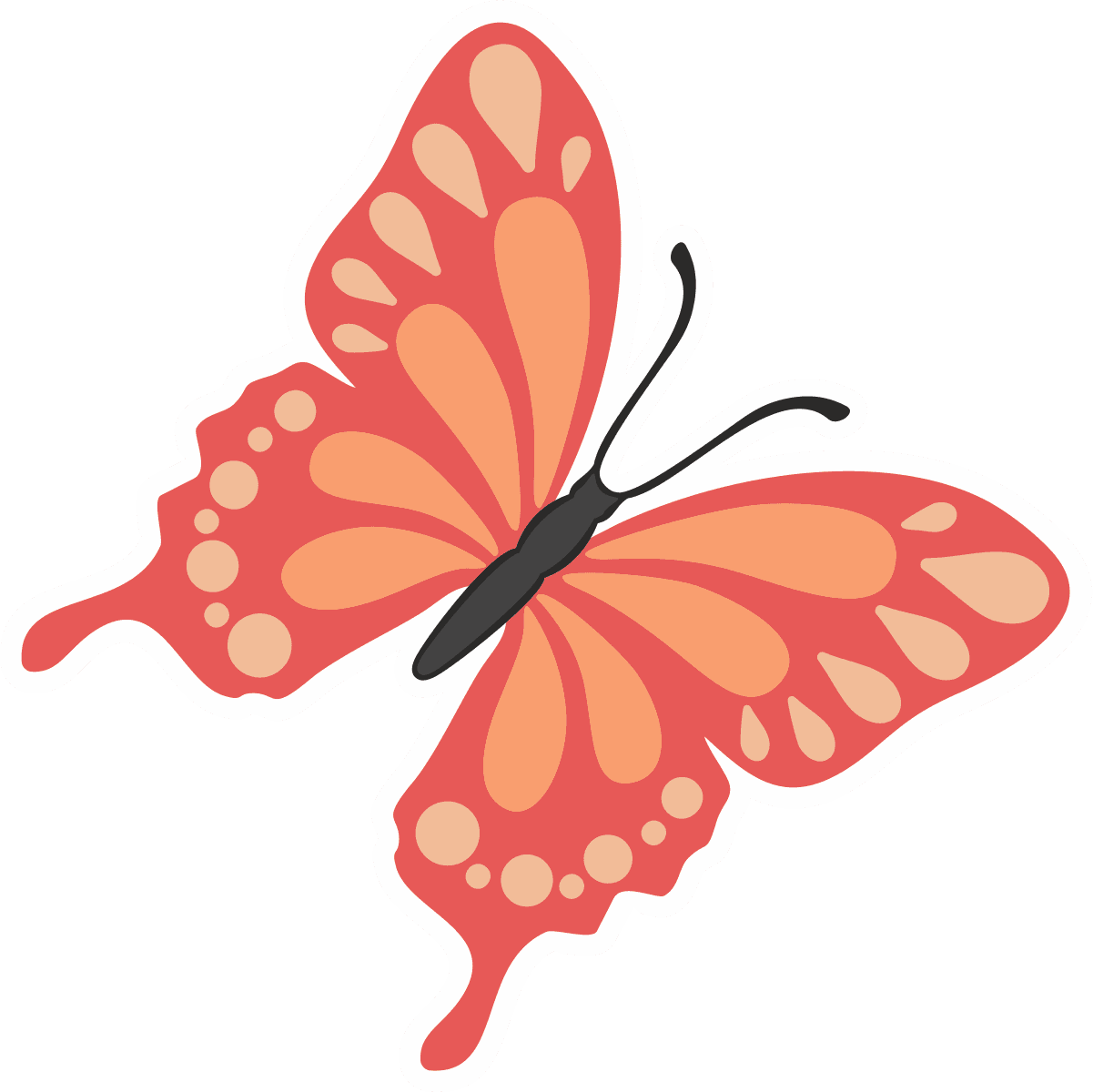 Coral Monarch Butterfly Vinyl Sticker