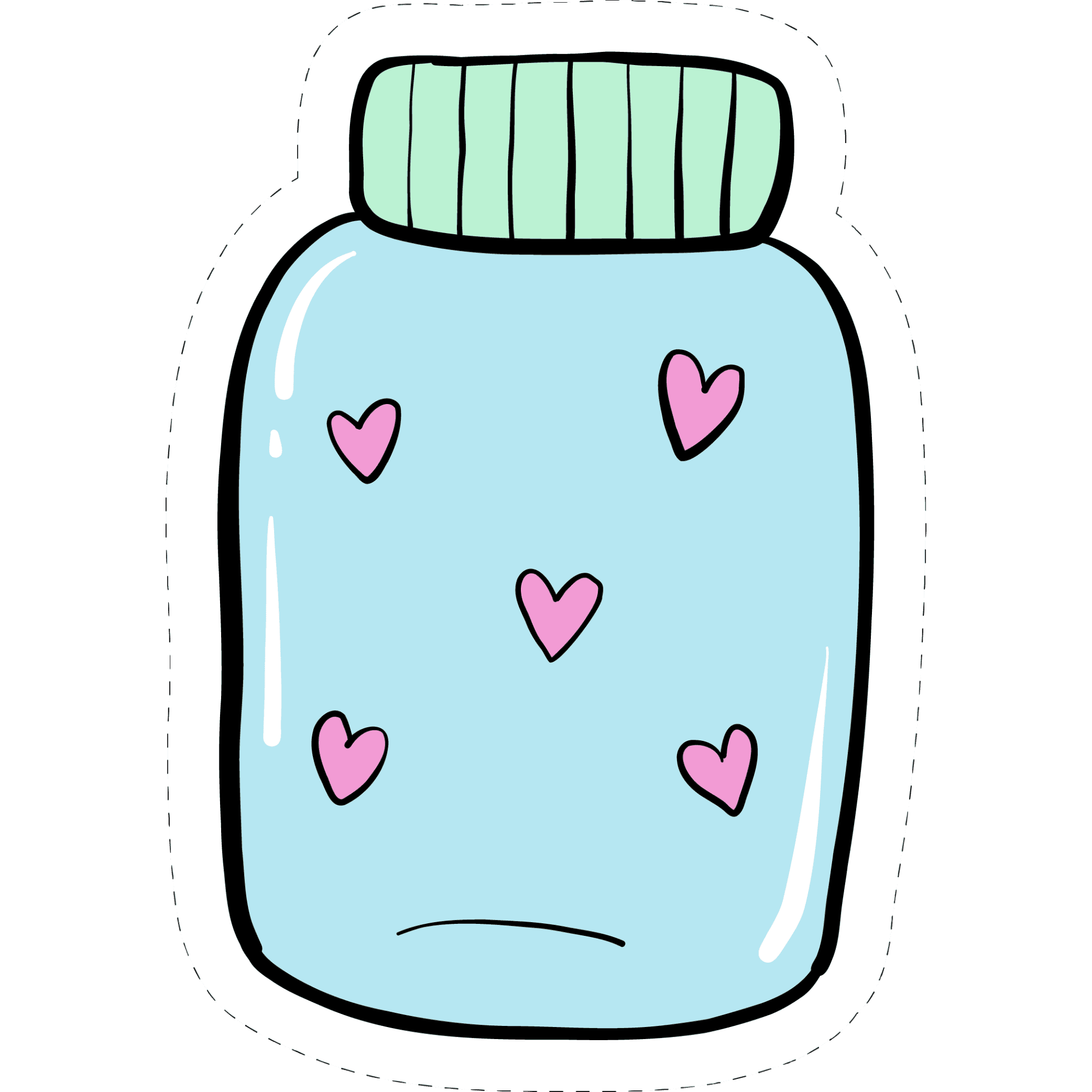 Love Jar Sticker with Pink Hearts