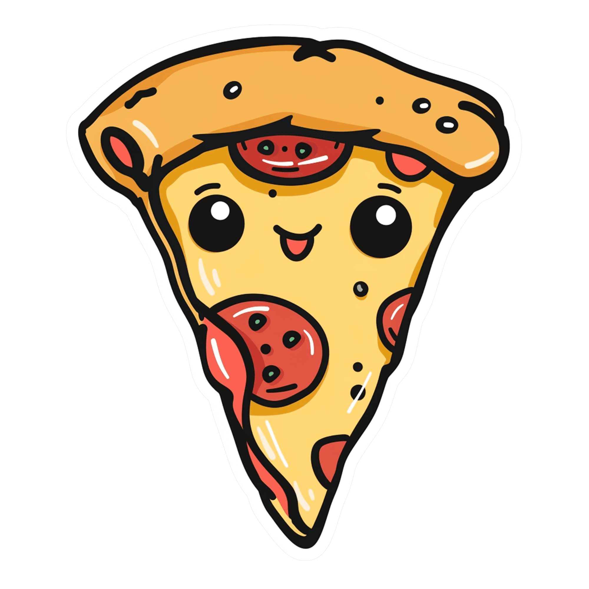 Happy Pepperoni Pizza Slice Sticker
