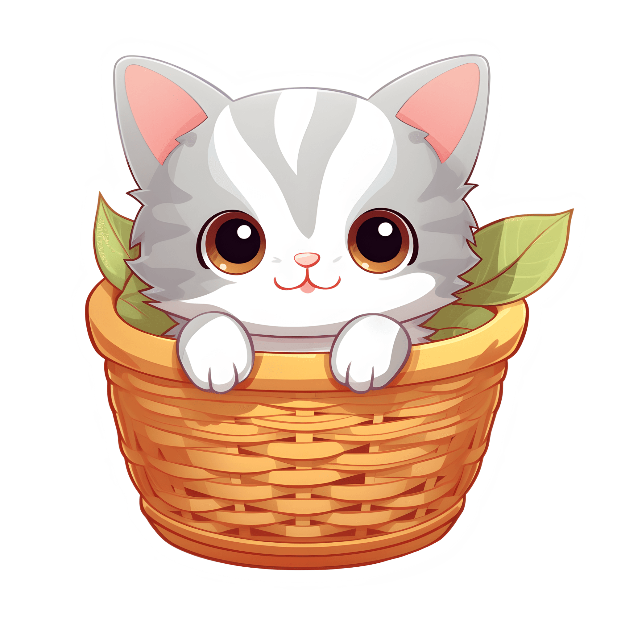 Kitten in a Wicker Basket Sticker