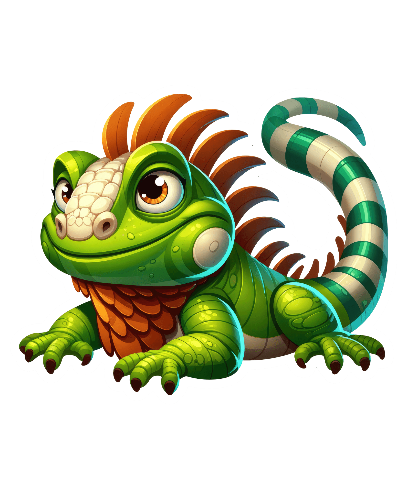 Chill Iguana Sticker with Spiky Orange Crest