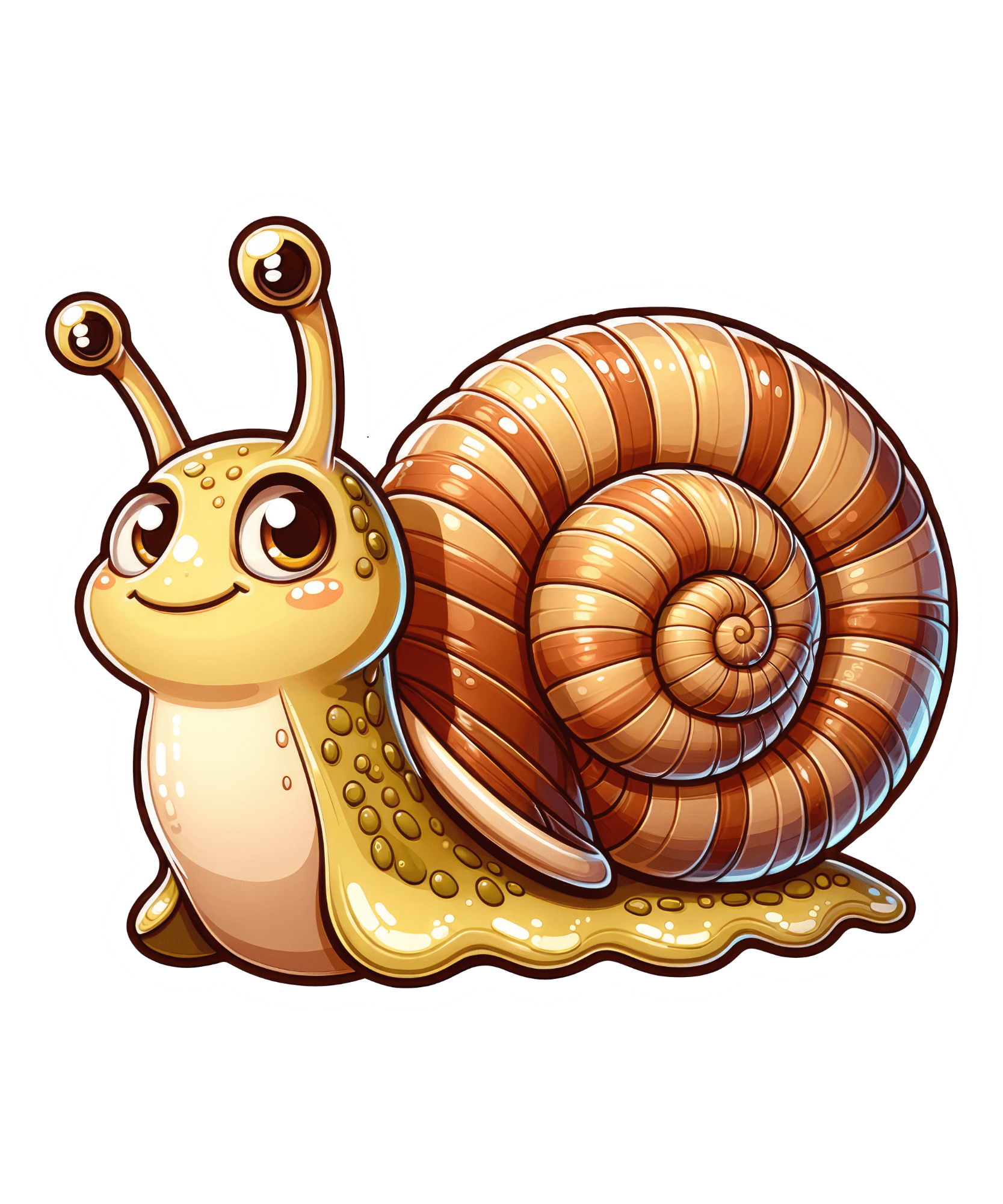 Smiley Snail Sticker with Swirly Shell