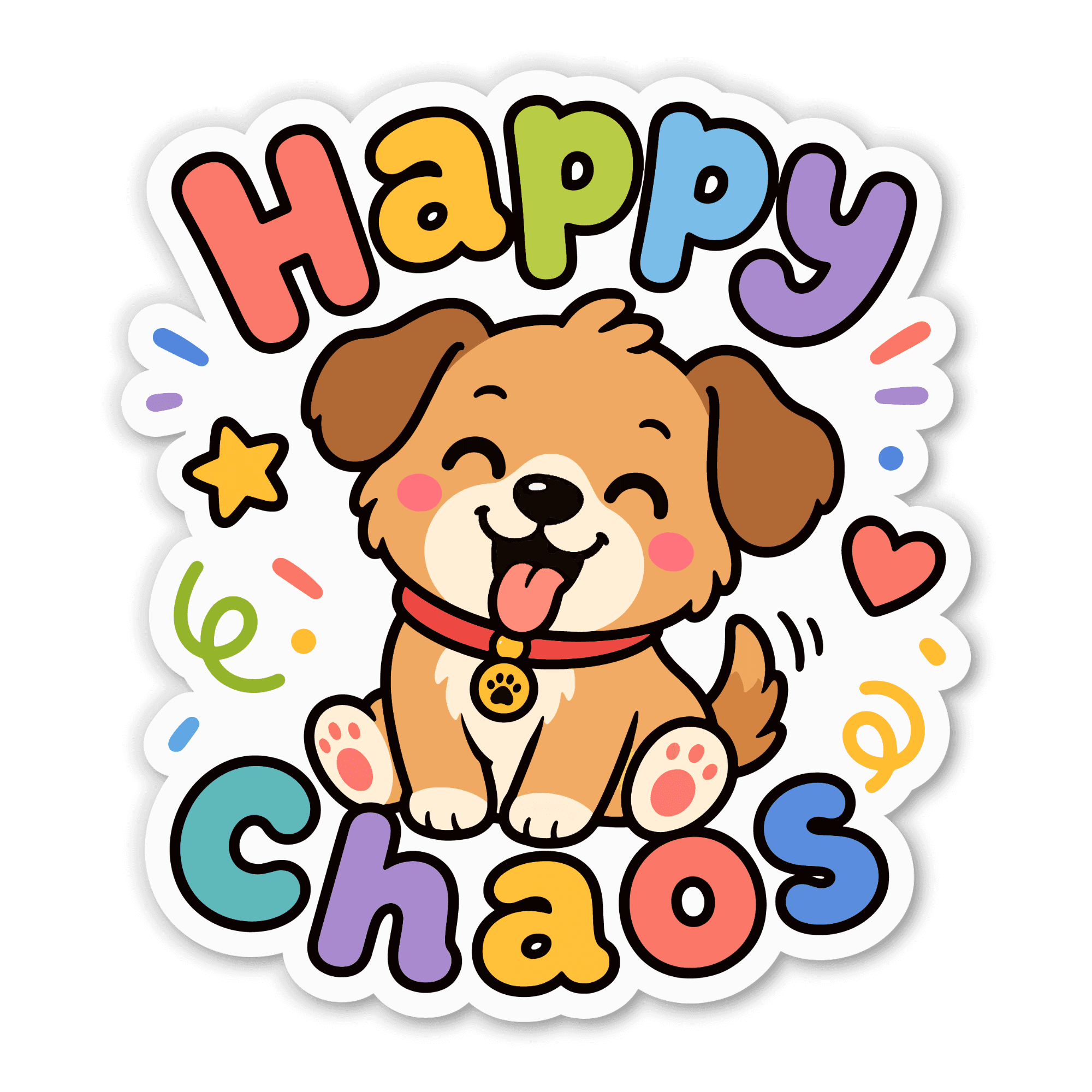 Happy Chaos Puppy Sticker