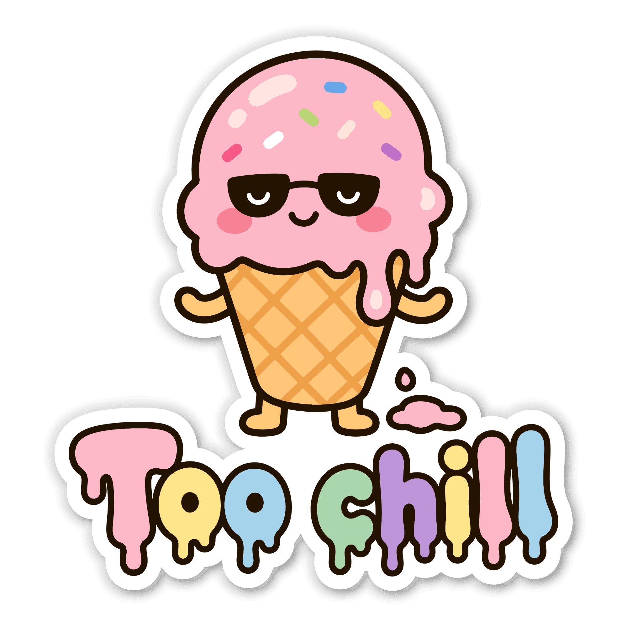 Too Chill Sunglasses Ice Cream Cone Sticker