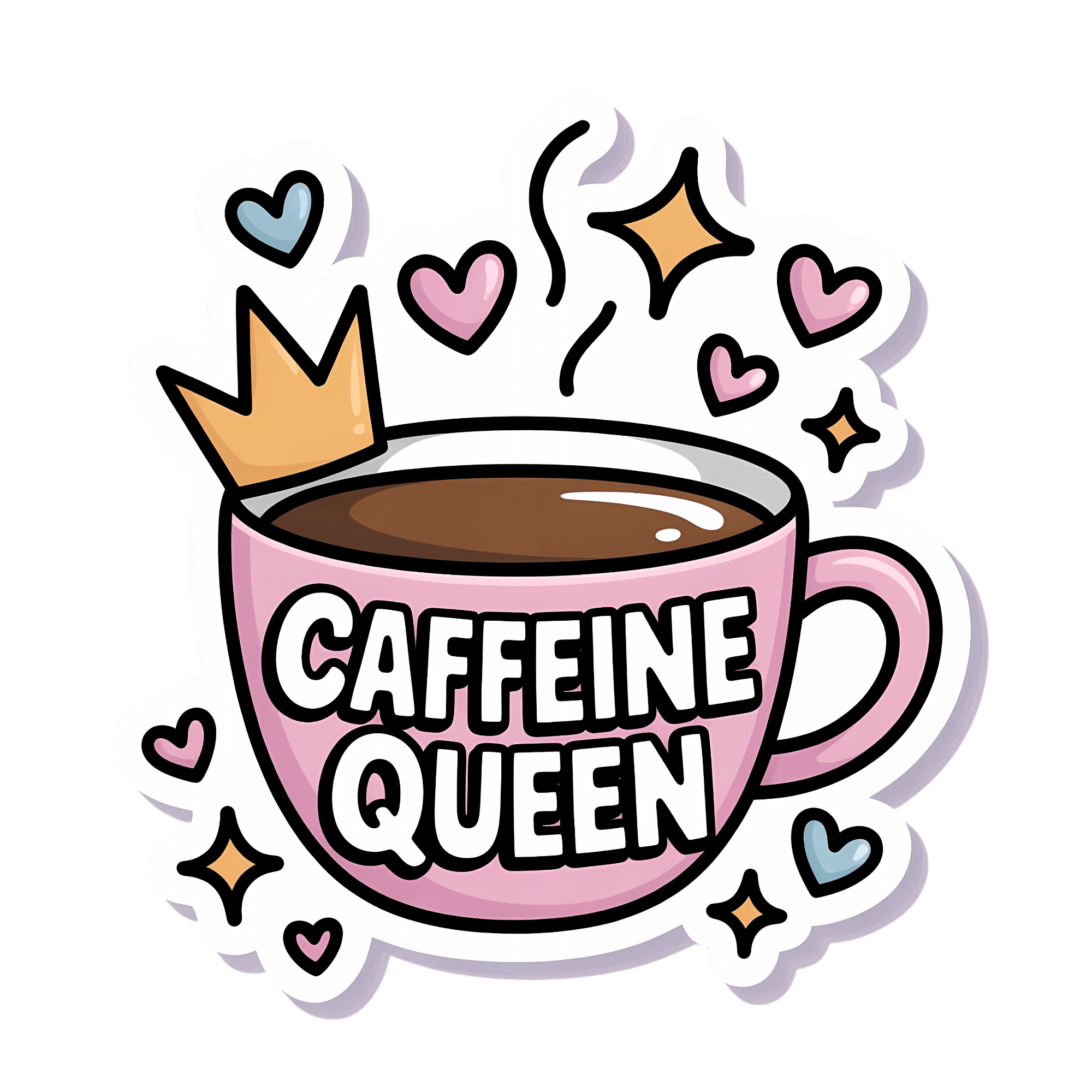 Caffeine Queen Pink Coffee Cup Sticker