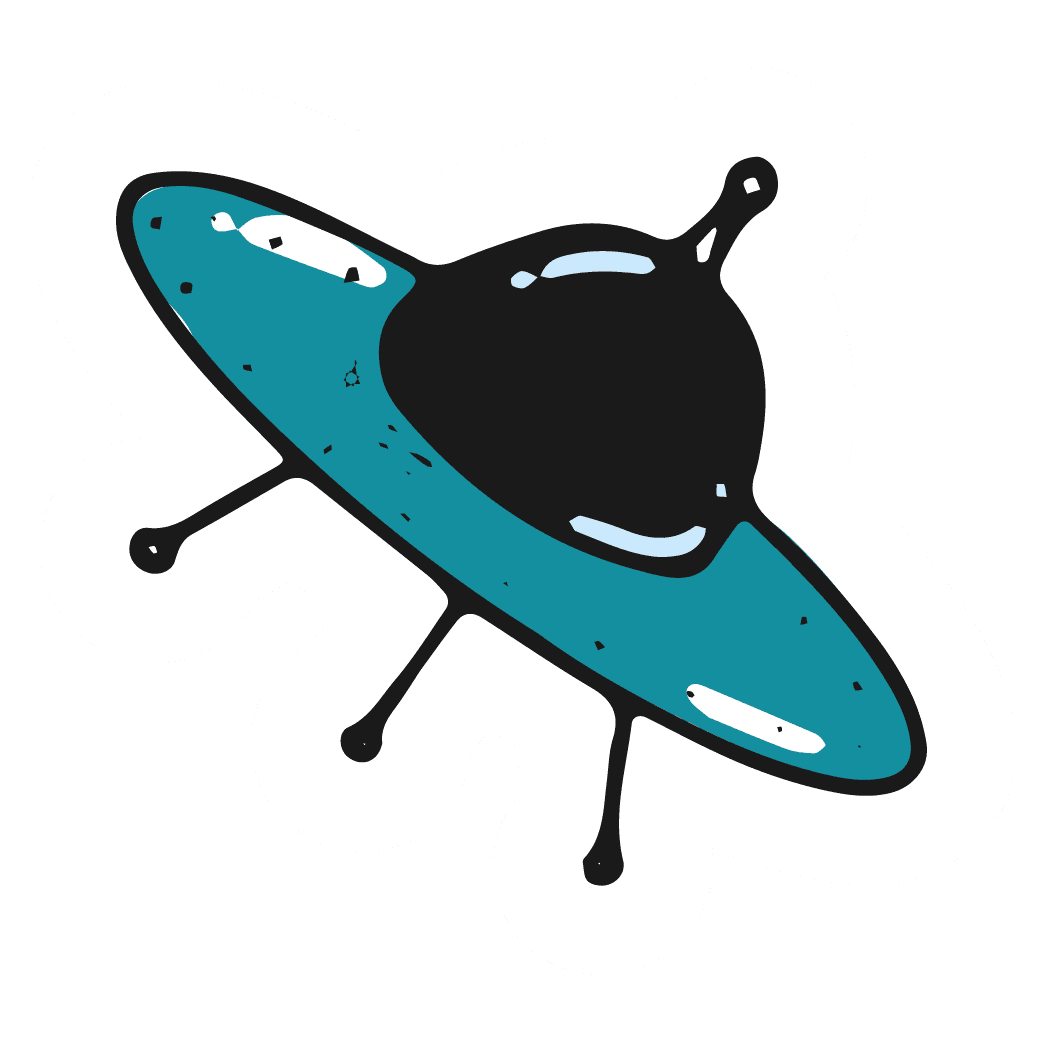 Teal UFO Flying Saucer Die-Cut Sticker