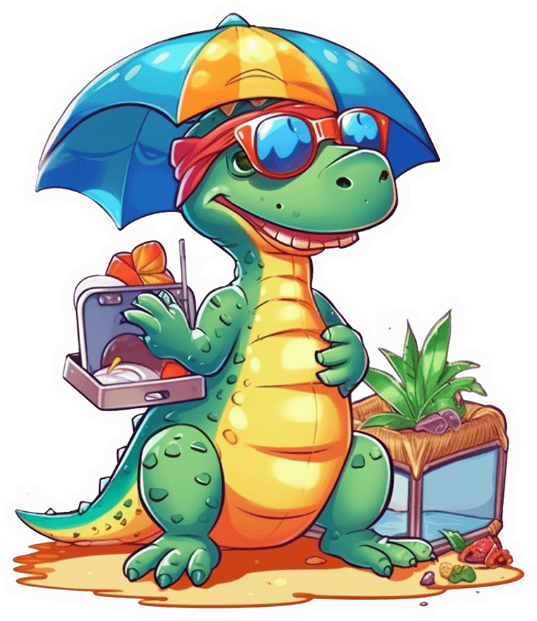 Beach Vacay Dino Sticker