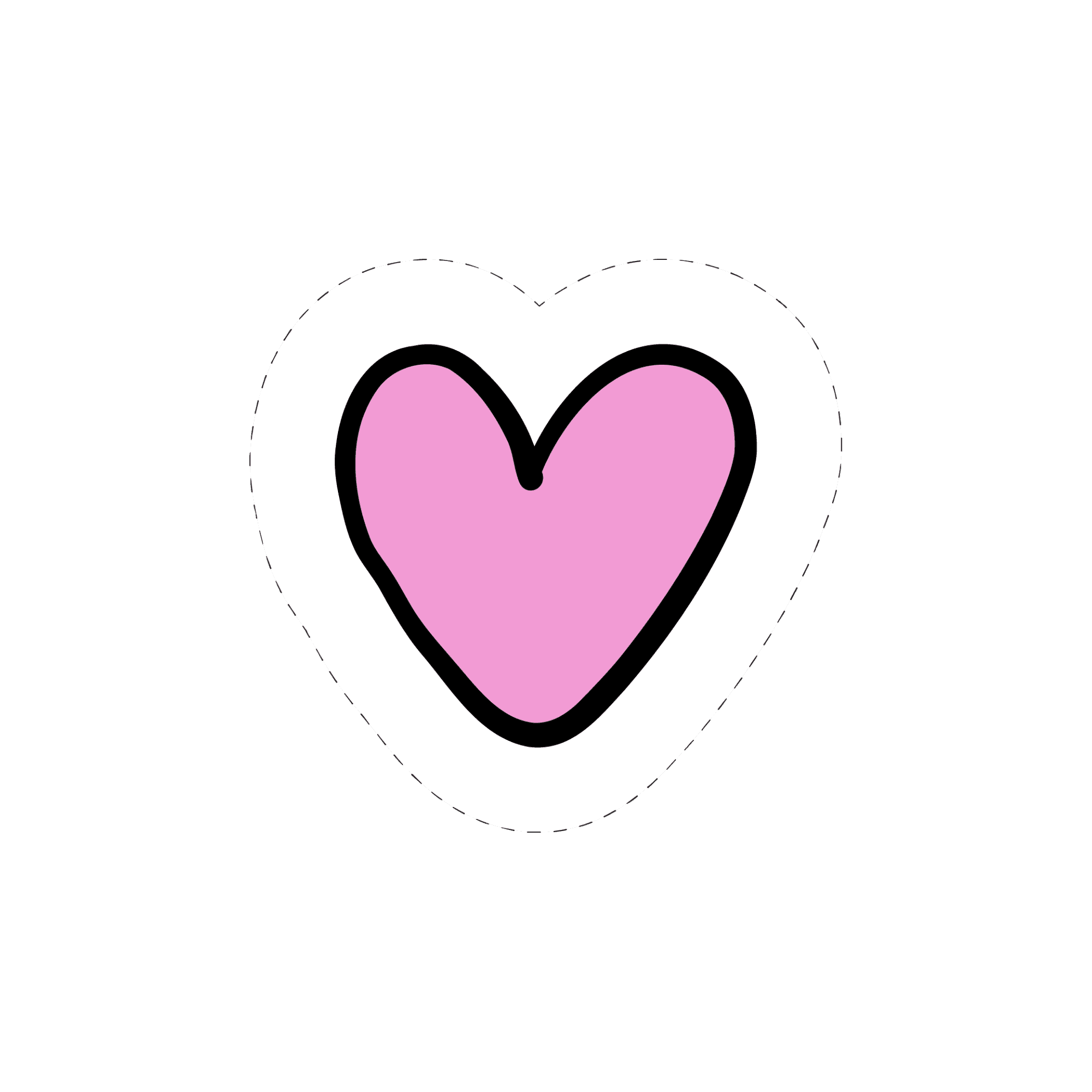 Pink Hand-Drawn Heart Sticker