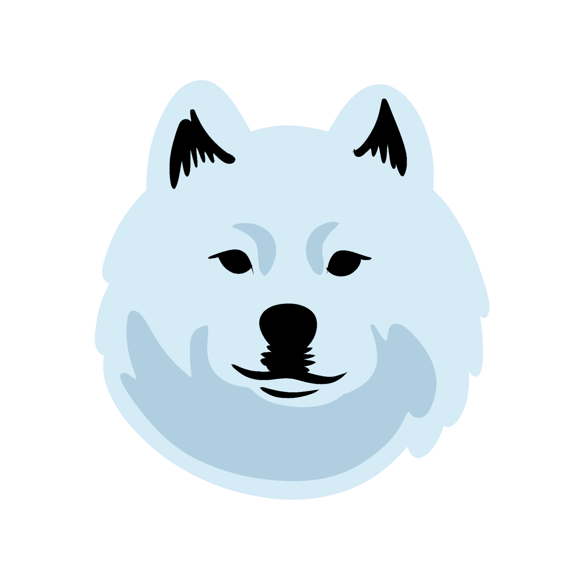 Fluffy Ice-Blue Samoyed Face Sticker
