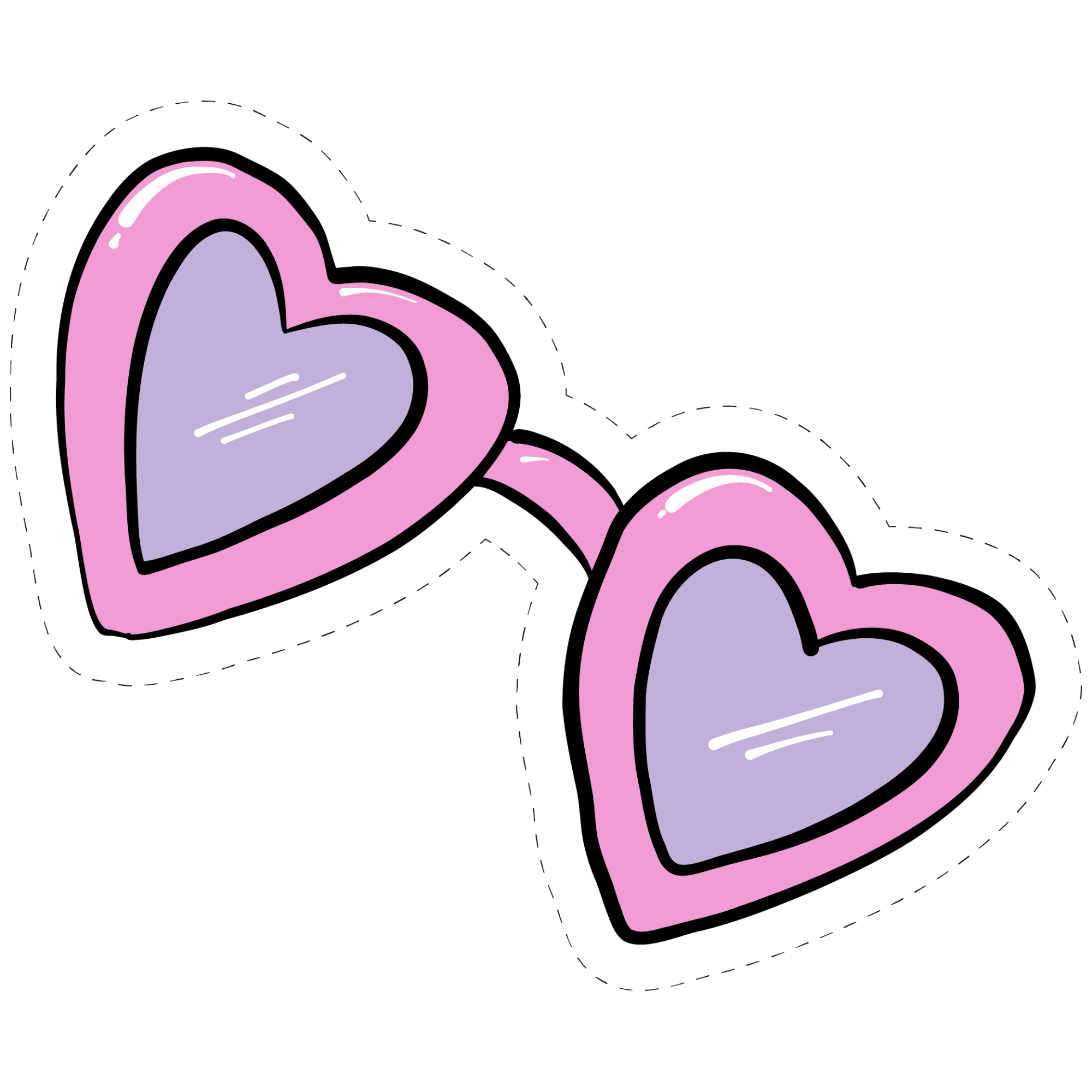 Pink Heart Sunglasses Sticker
