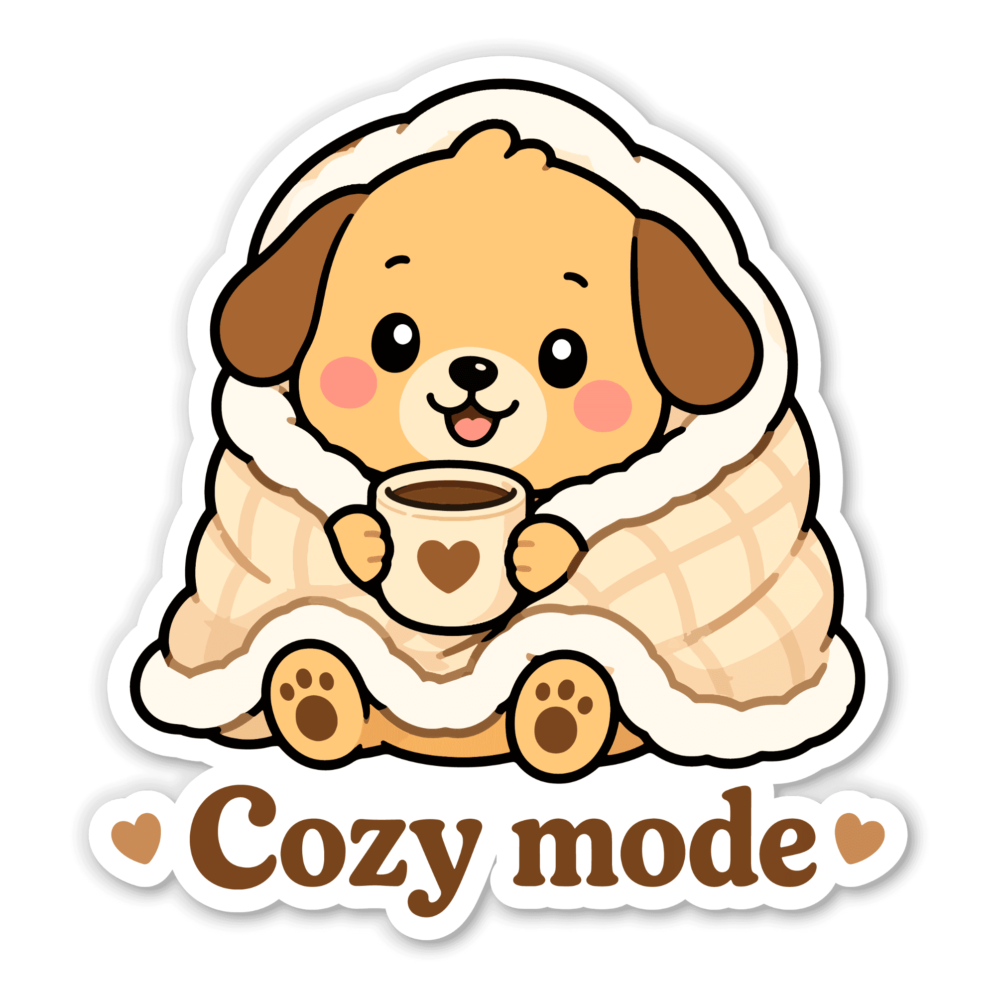 Cozy Mode Puppy in Blanket Sticker