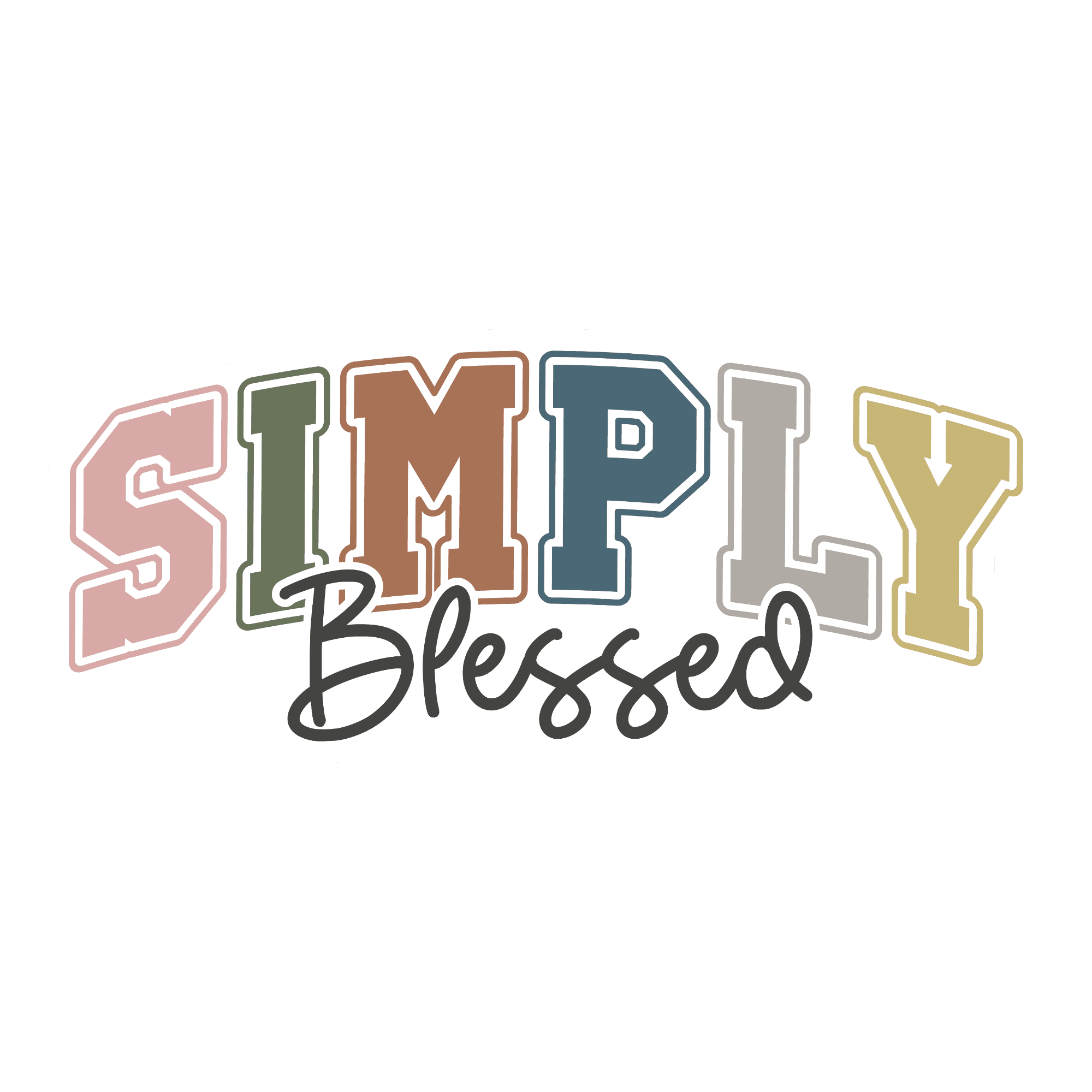 Simply Blessed Retro Varsity Sticker