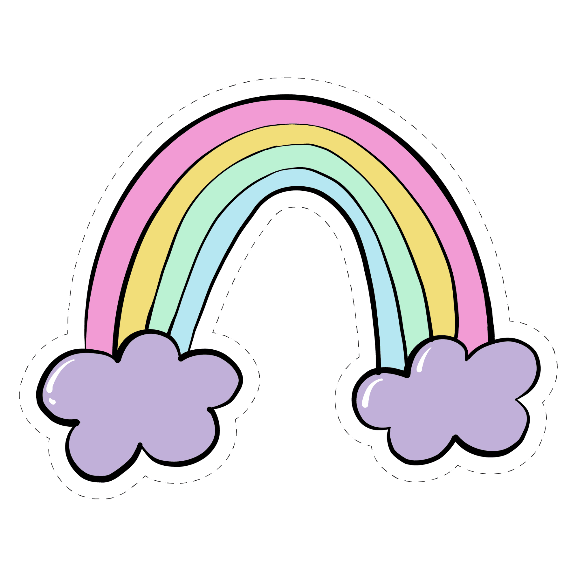 Pastel Rainbow & Clouds Die-Cut Sticker