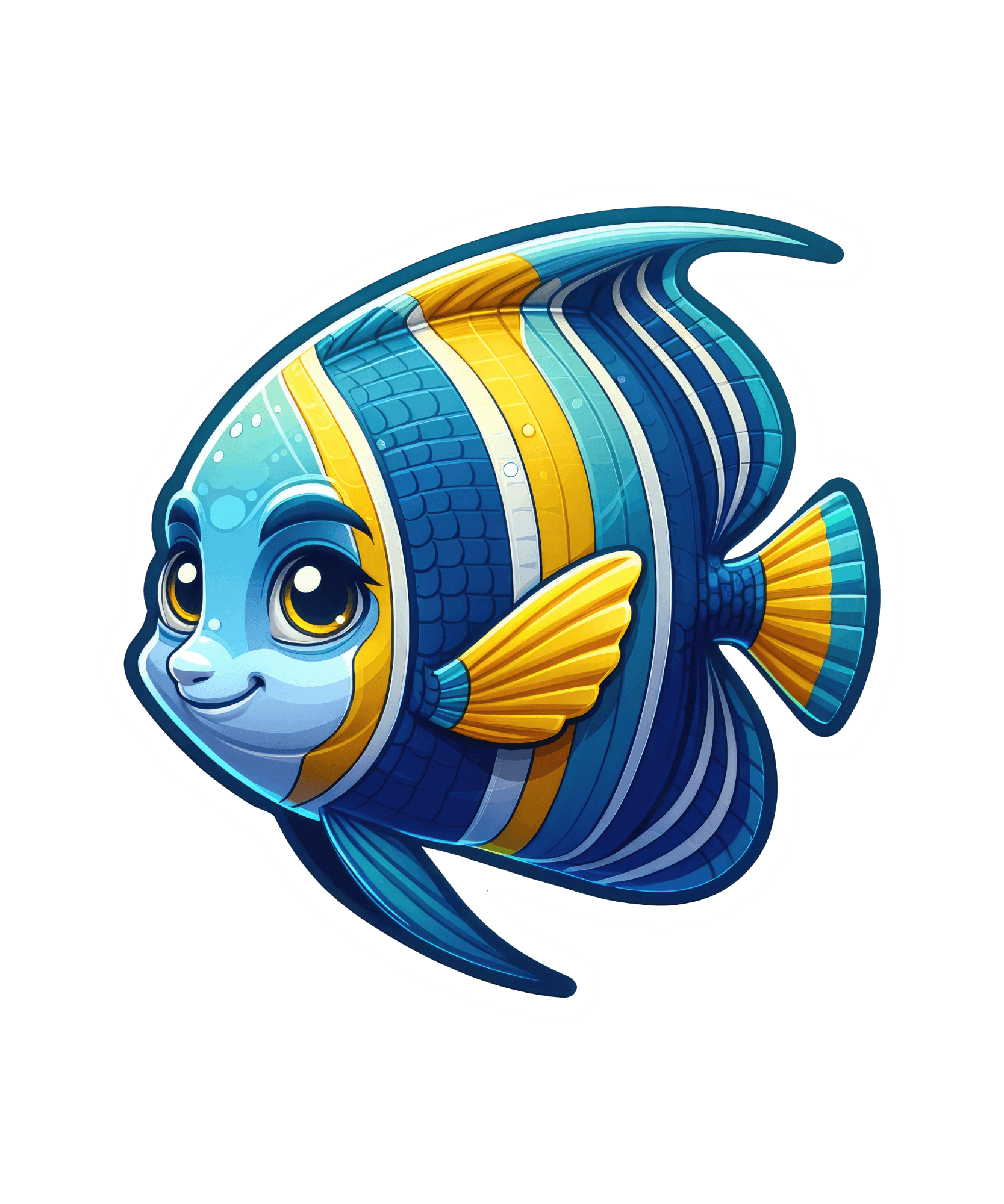 Blue & Gold Angelfish Sticker