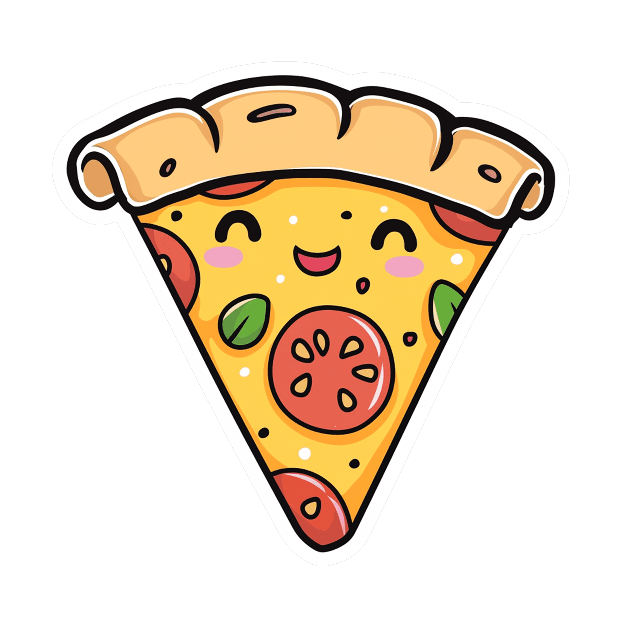 Happy Pepperoni Pizza Slice Sticker