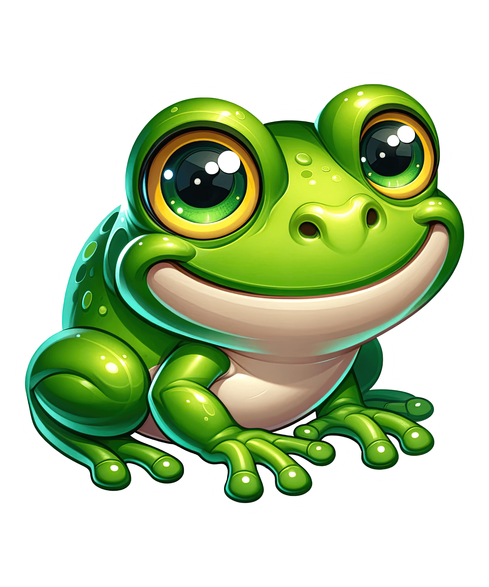 Big-Eyed Grinning Green Frog Sticker