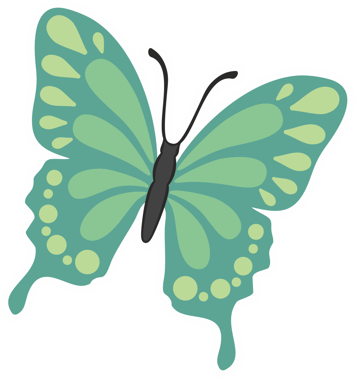 Teal Butterfly Sticker with Drip Wingtips