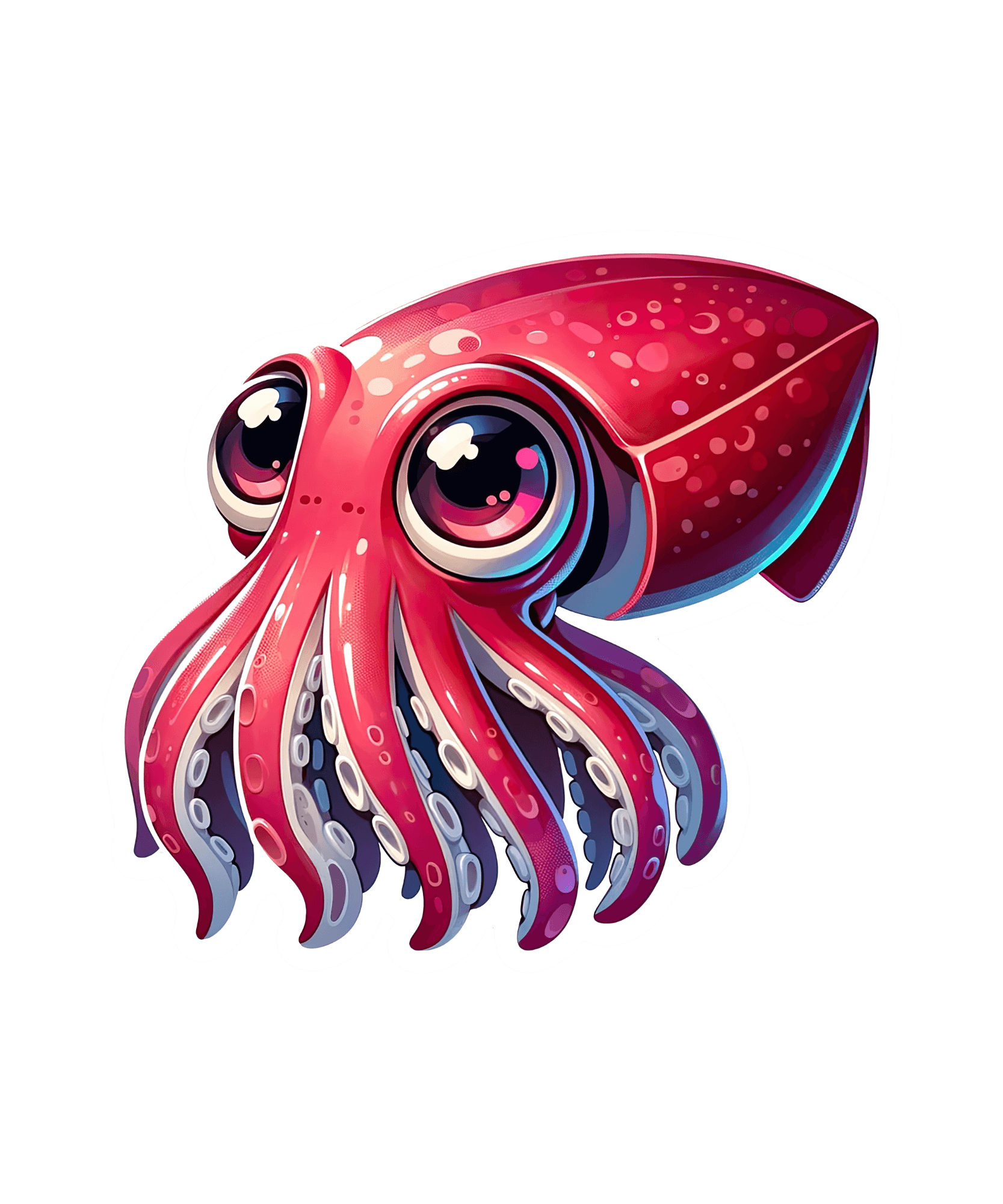 Big-Eyed Crimson Squid Sticker