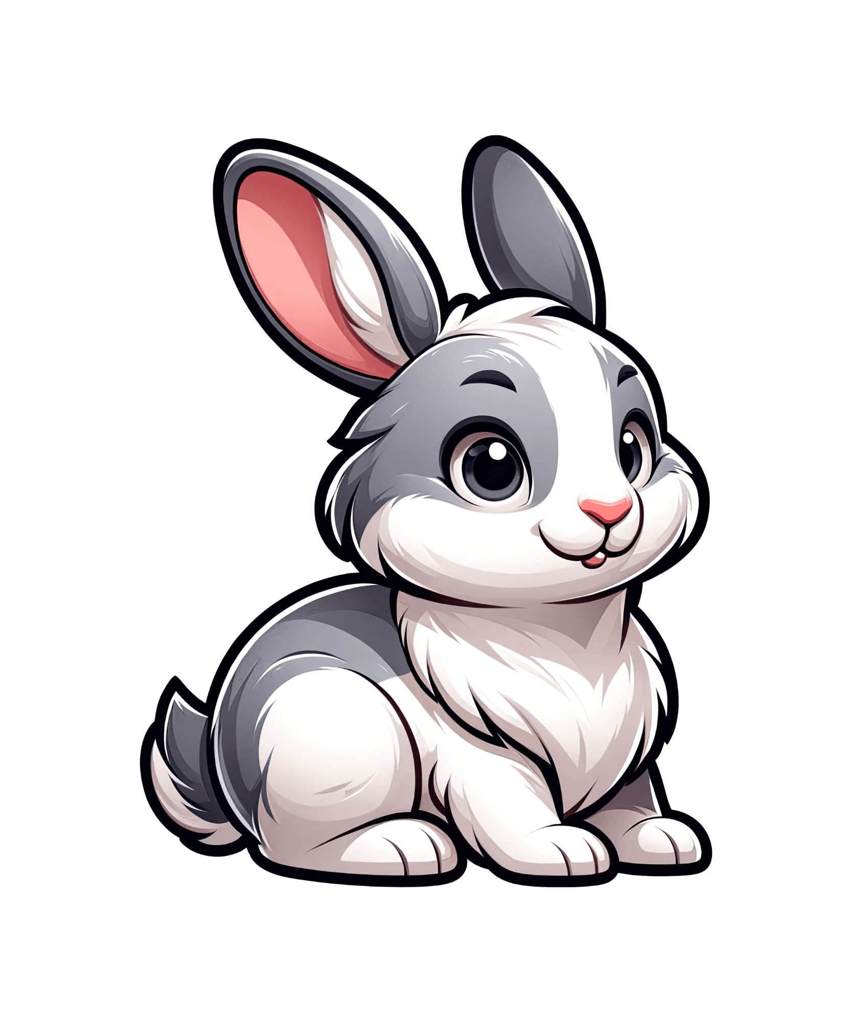 Grey & White Bunny Sticker