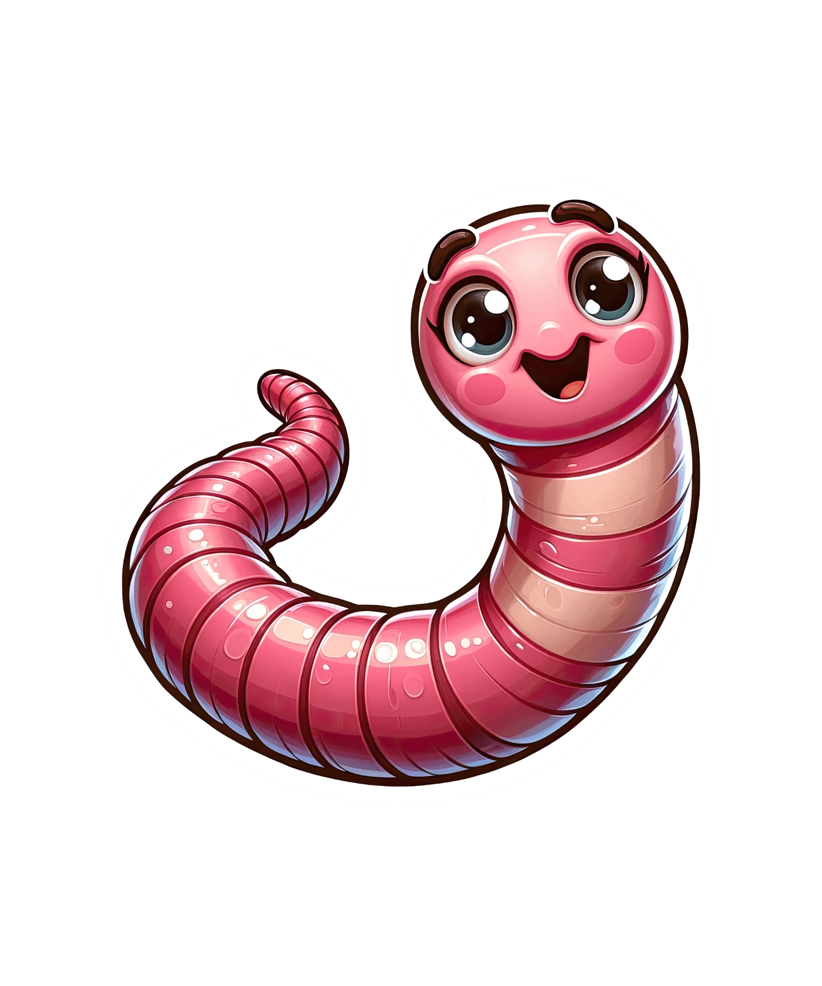 Wiggly Pink Earthworm Sticker