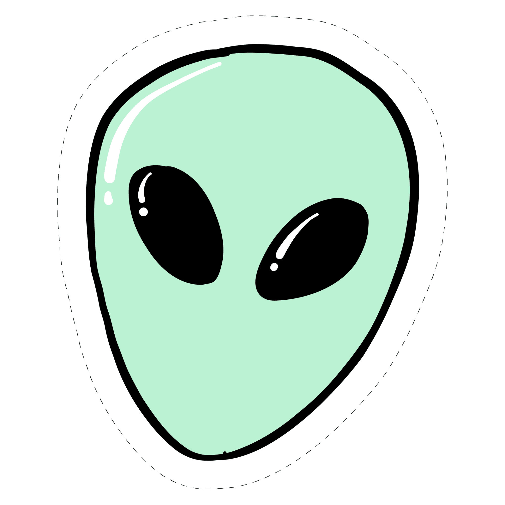 Mint Green Alien Head Sticker