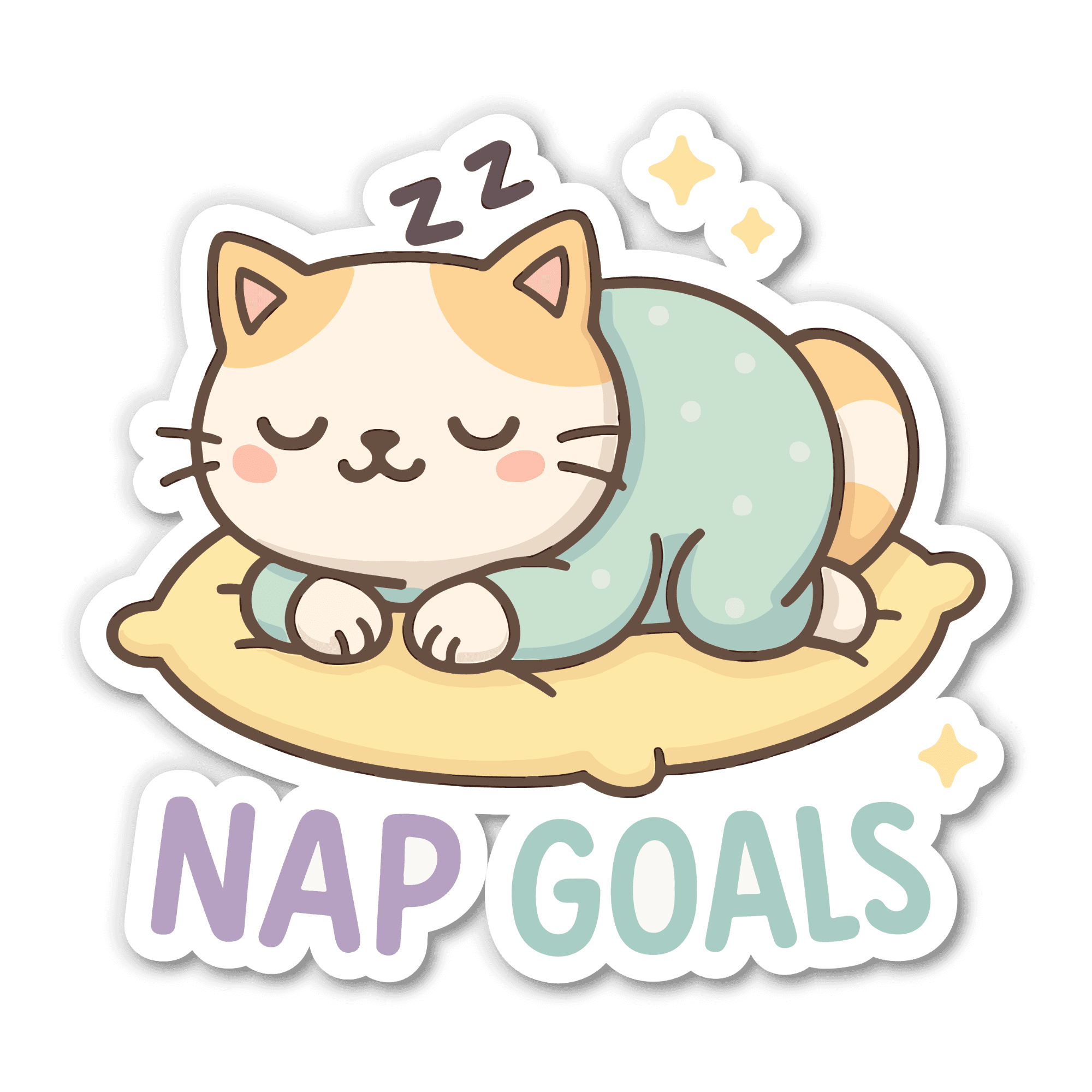 Nap Goals Sleepy Calico Cat Sticker
