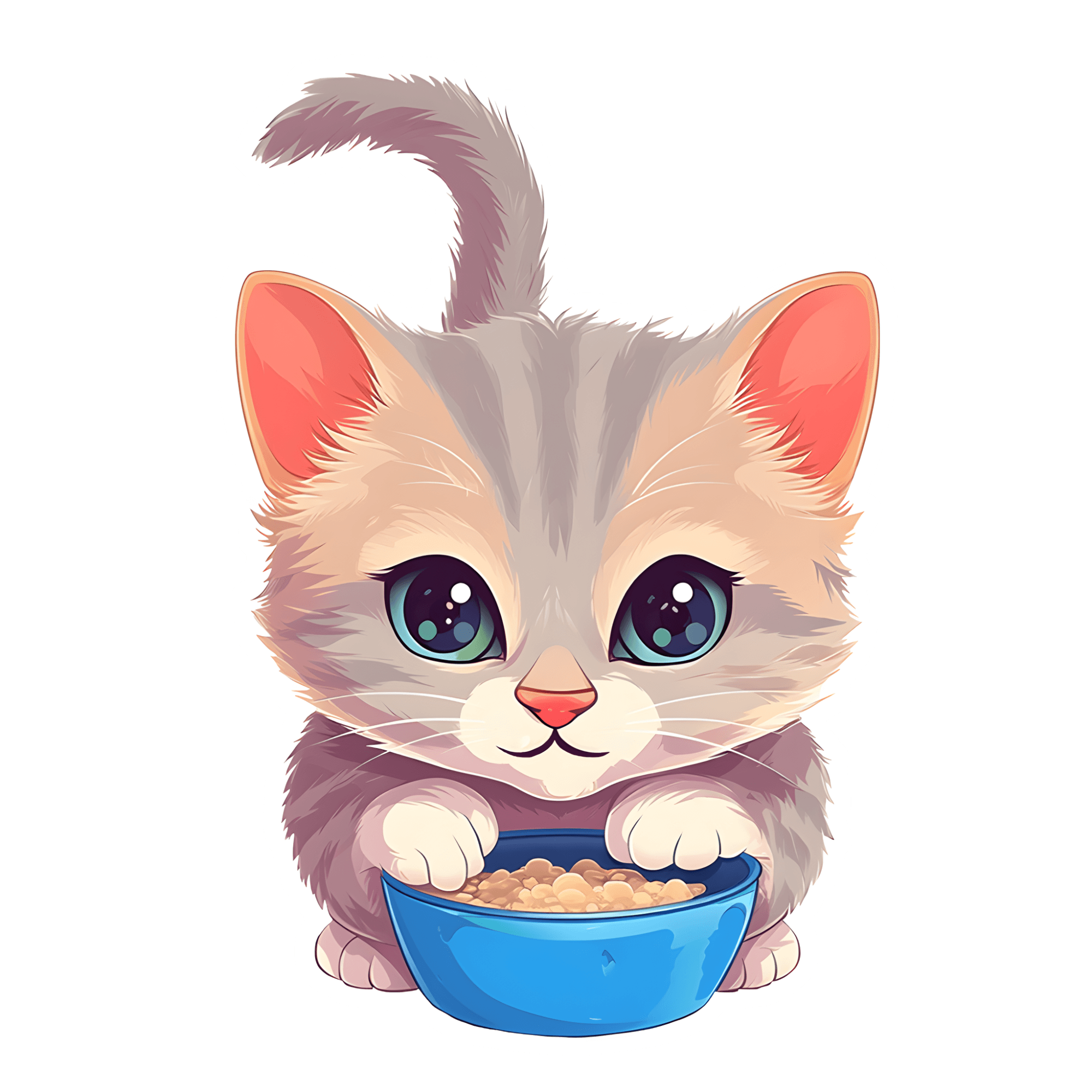 Big-Eyed Kitten Guarding Its Food Bowl Sticker