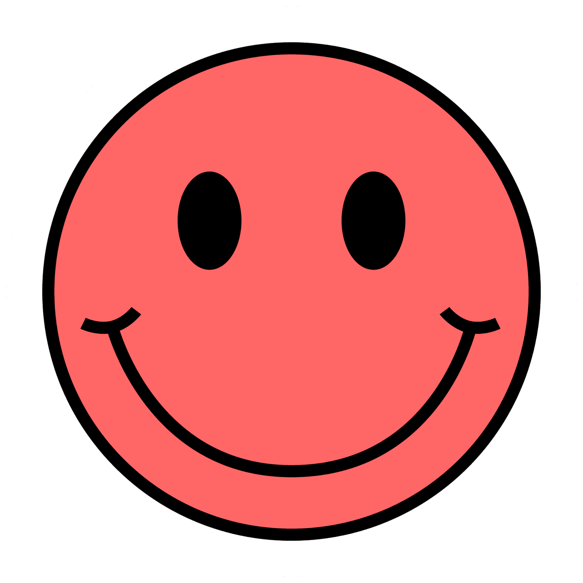 Coral Red Happy Face Sticker