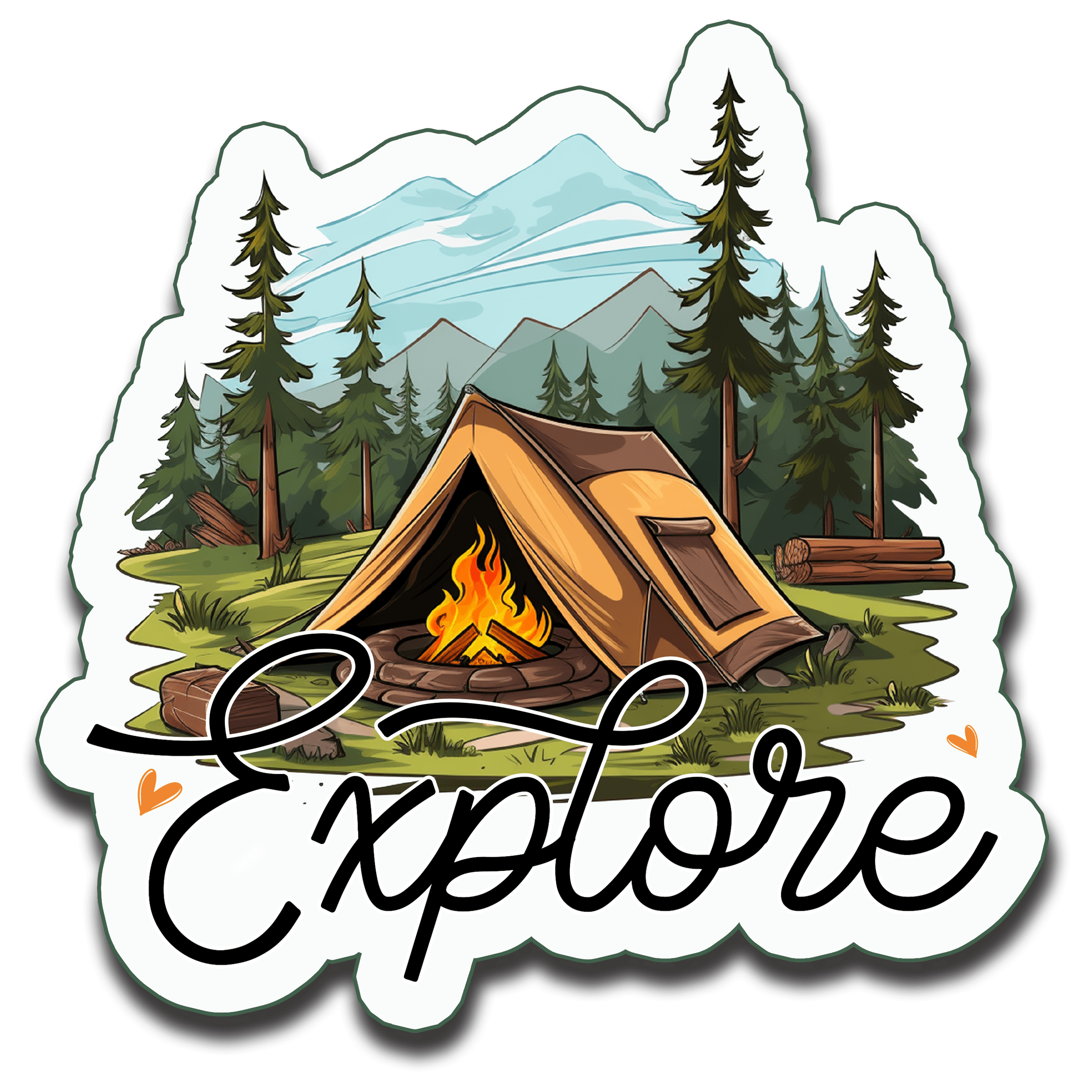 Explore Campfire Tent Sticker