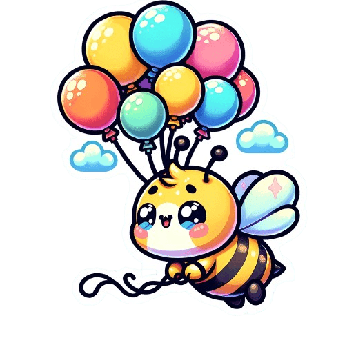 Balloon Bee Sticker – Cute Flying Kawaii Bumblebee