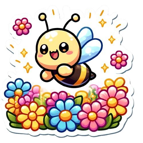Chubby Cheeked Bee in a Flower Garden Sticker