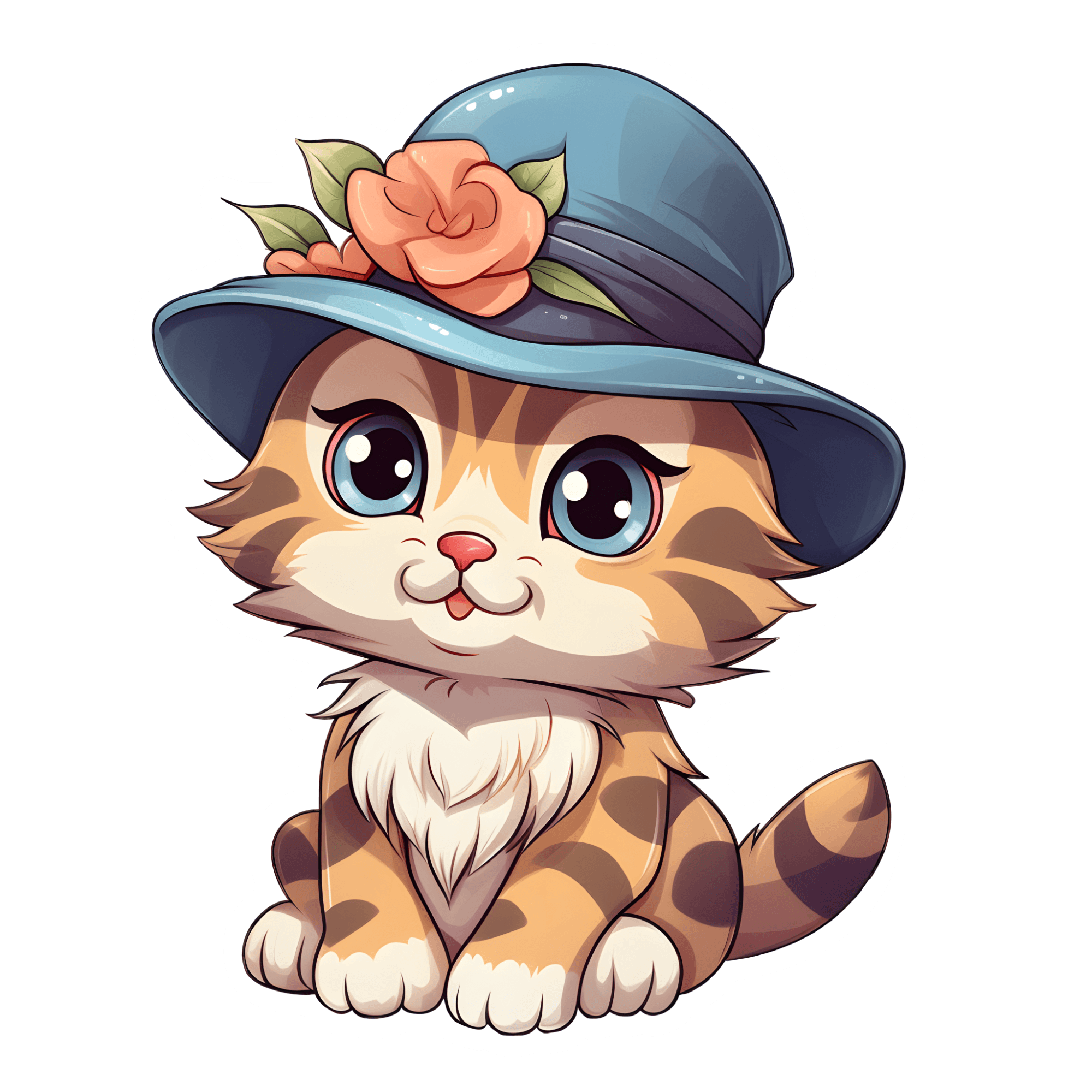 Fancy Kitten in Blue Flower Hat Sticker