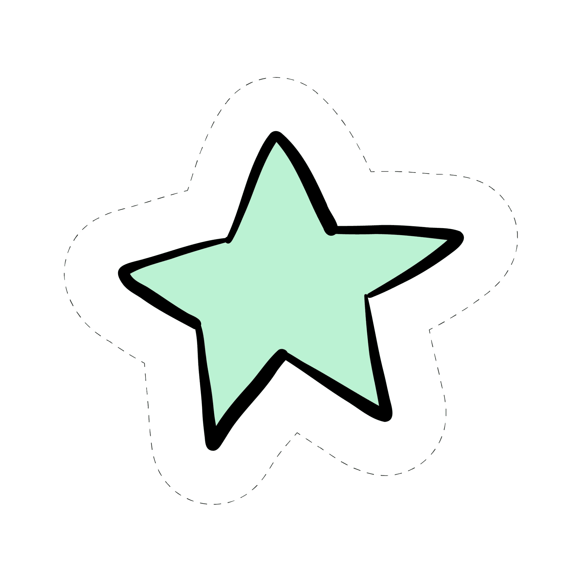 Mint Green Hand-Drawn Star Sticker