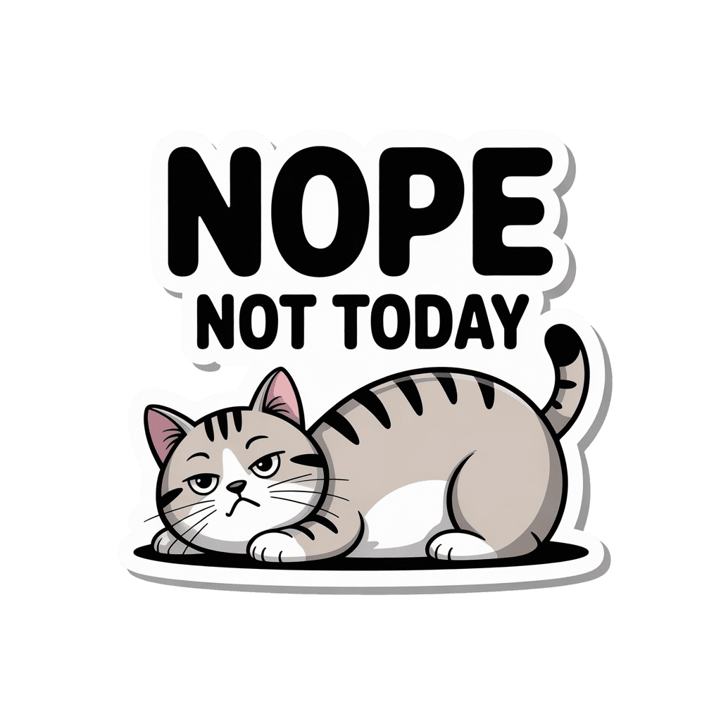 Nope Not Today Grumpy Cat Sticker