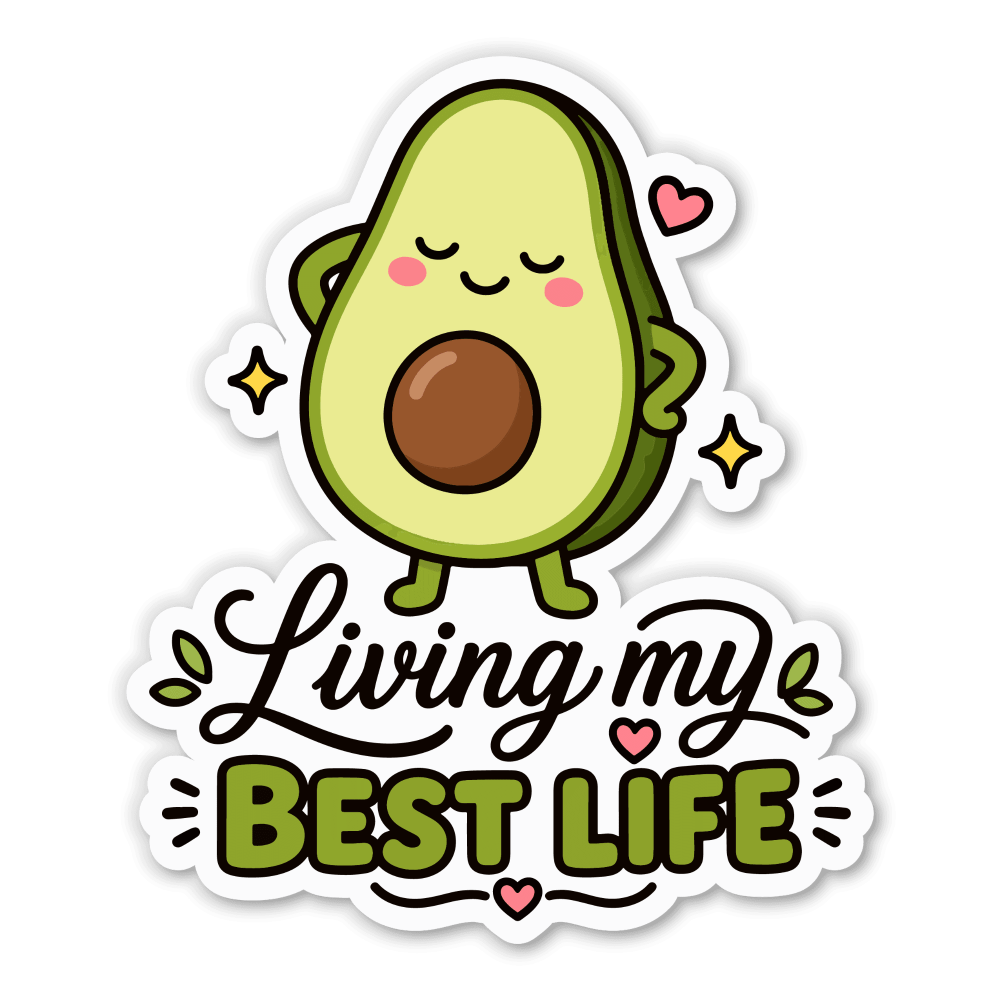 Living My Best Life Happy Avocado Sticker