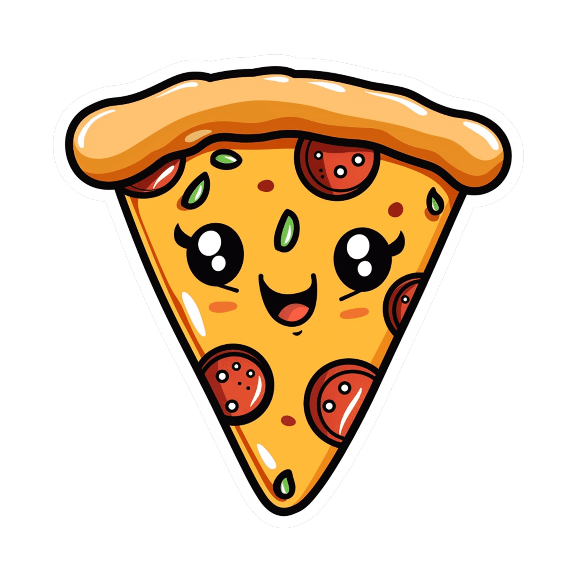 Happy Pepperoni Pizza Slice Sticker