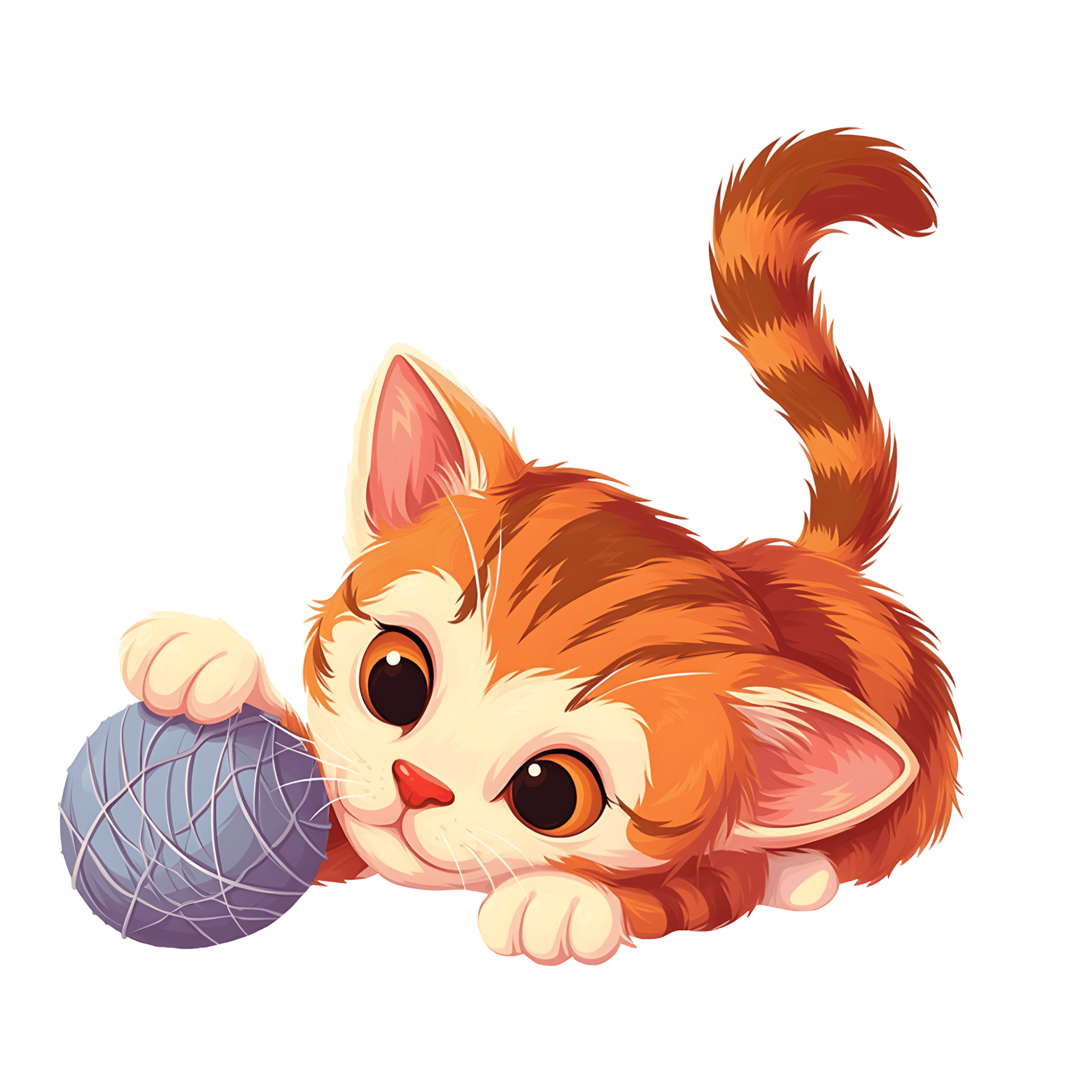 Ginger Kitten with Yarn Ball Sticker